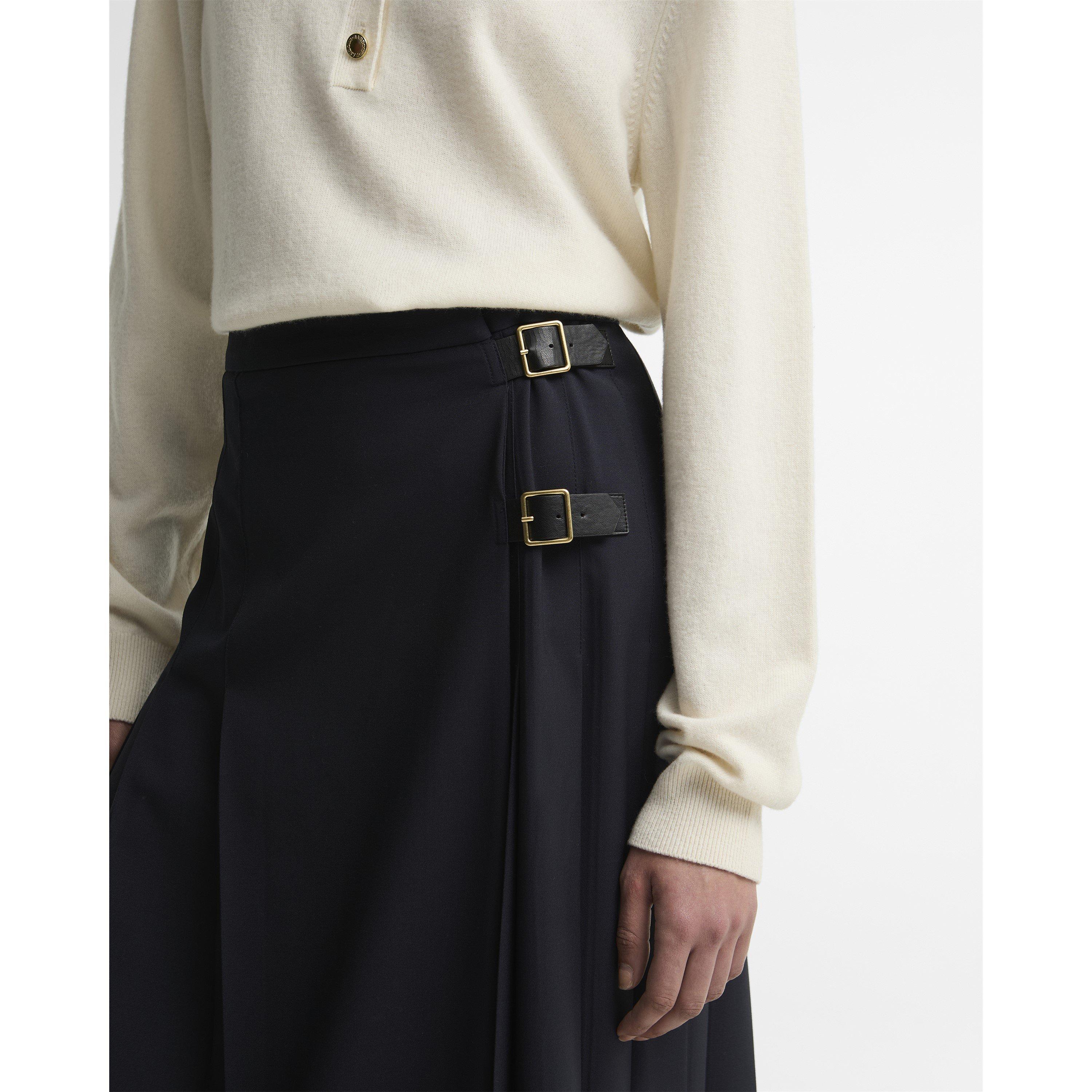 Dark Navy - Barbour - Women's Delilah Pleated Midi Skirt - 6