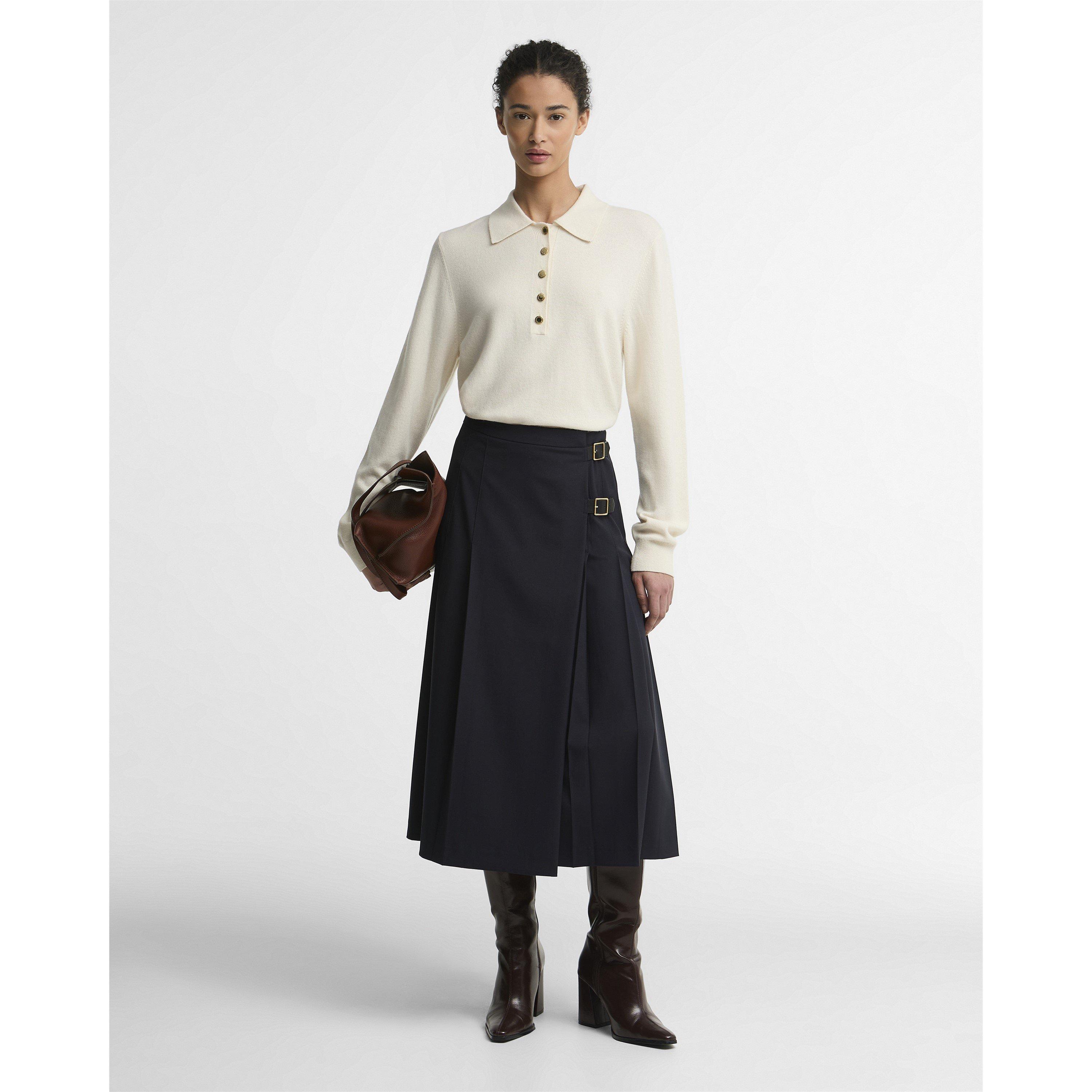 Dark Navy - Barbour - Women's Delilah Pleated Midi Skirt - 7