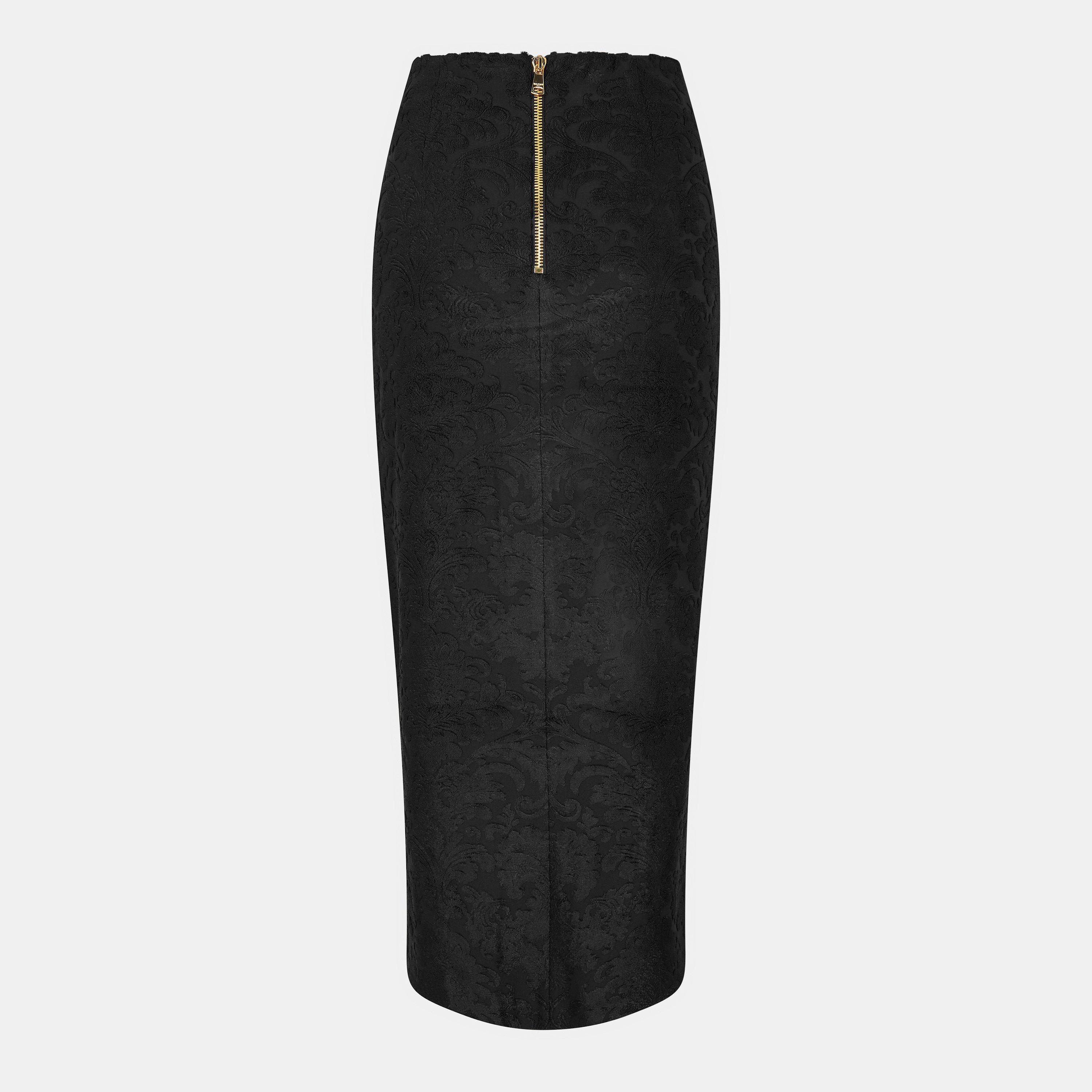 Noir - Balmain - Women's Structured Tailored Midi Skirt - 2