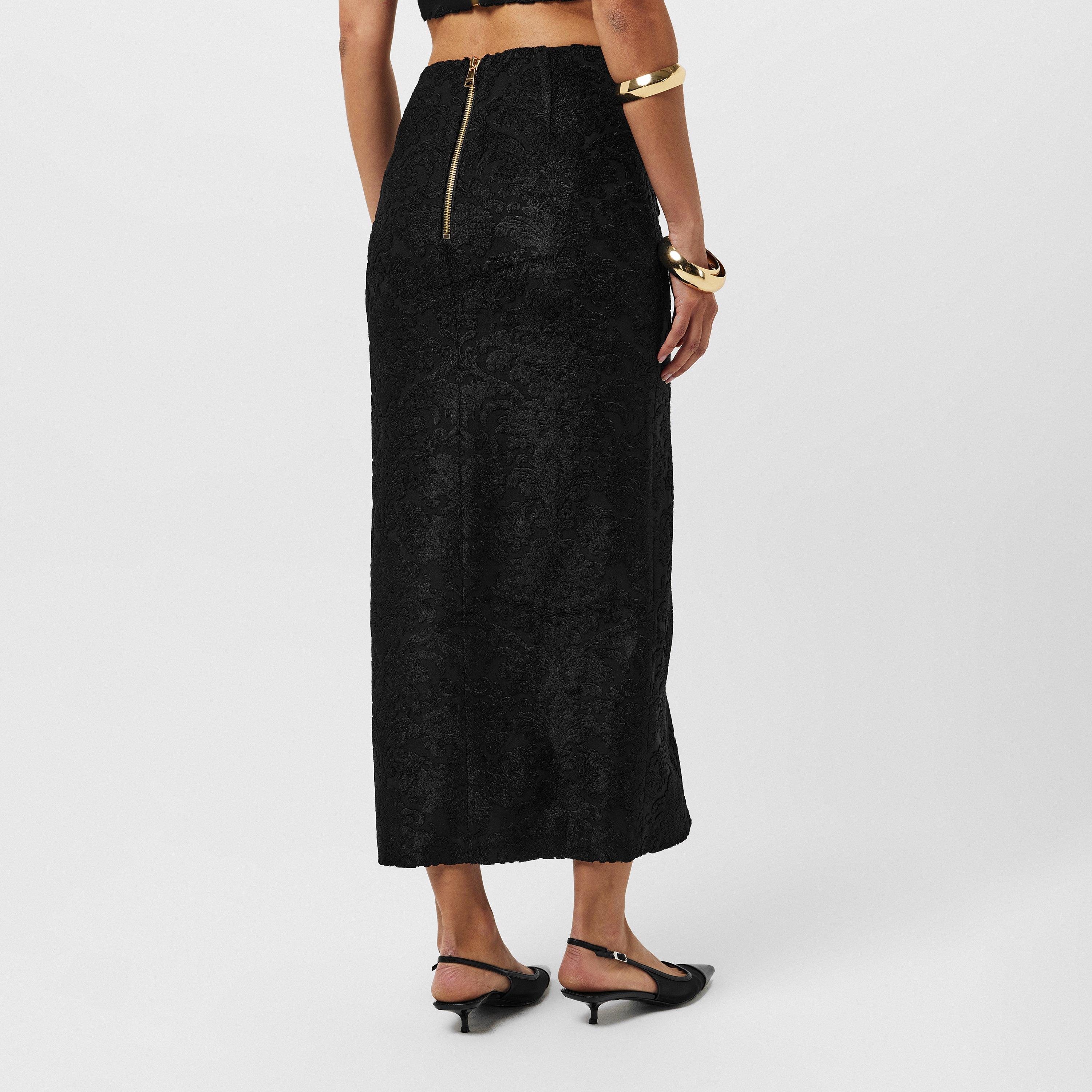 Noir - Balmain - Women's Structured Tailored Midi Skirt - 4