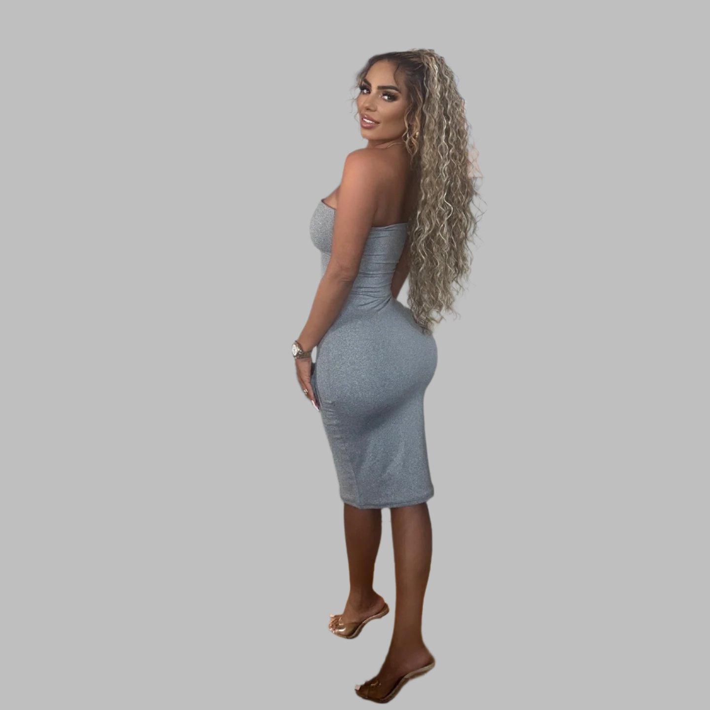 Grey - Honeyz - Boobtube Midi Bodycon Dress - 3