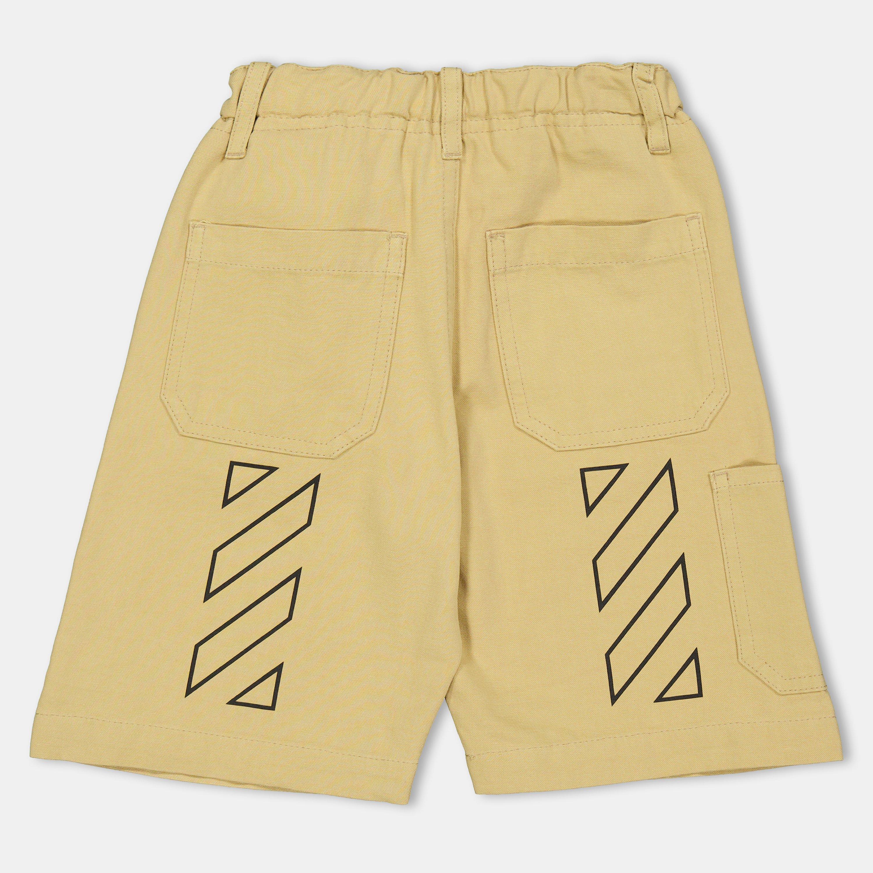 Beige/Black - Off White - Kids Fleece Shorts - 2