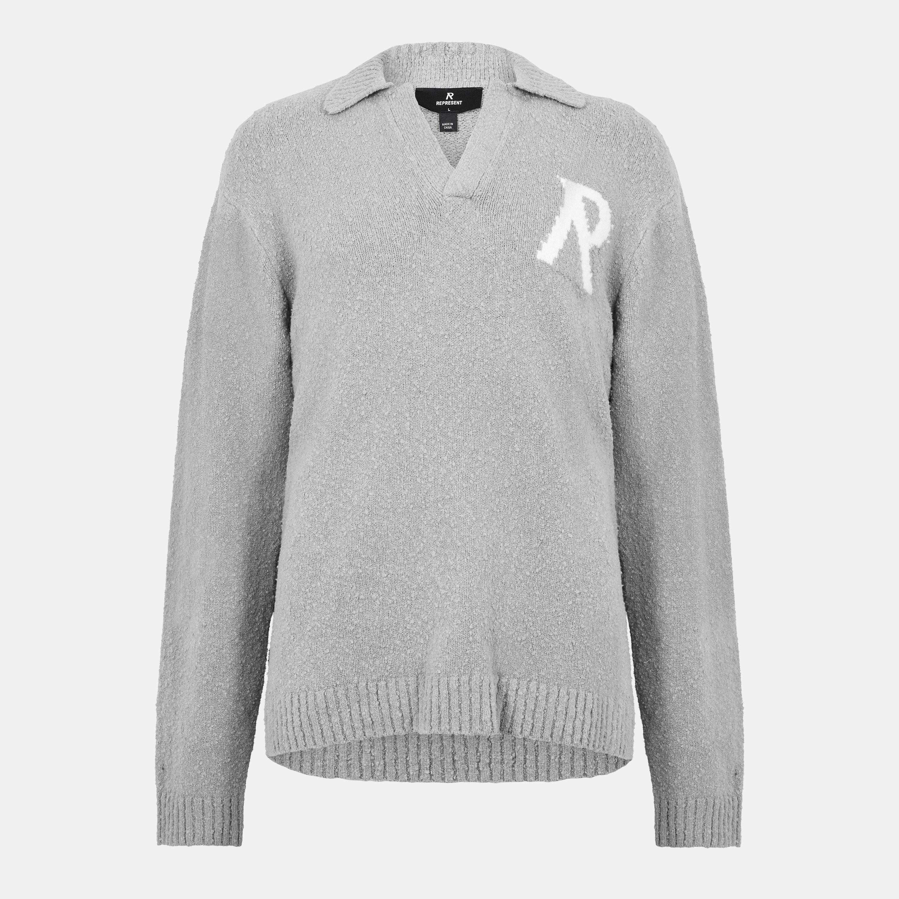 Represent Men's Rep R Boucle Crew Neck Jumper - Grey - XL
