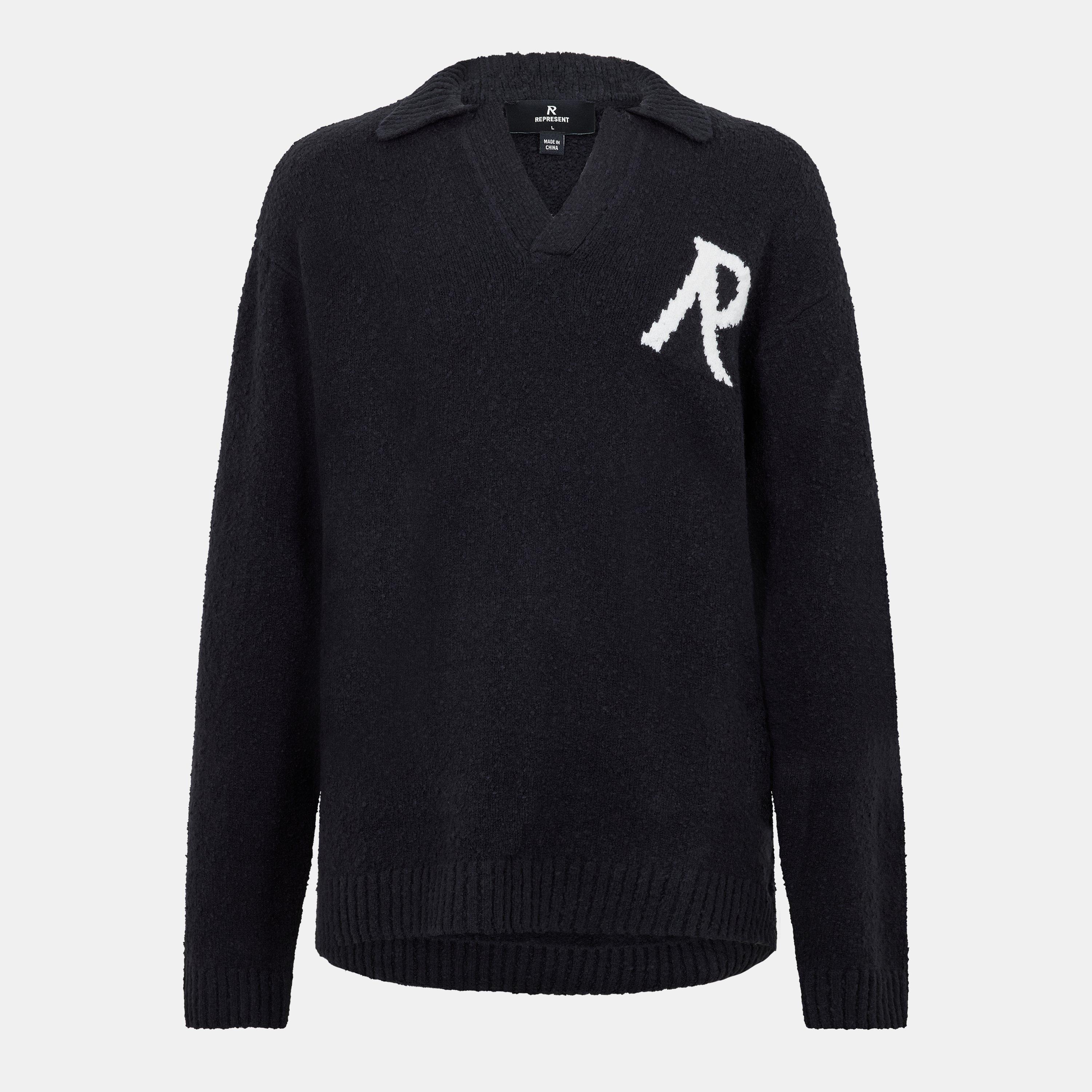 Represent Men's Rep R Boucle Crew Neck Jumper - Jet Black - M