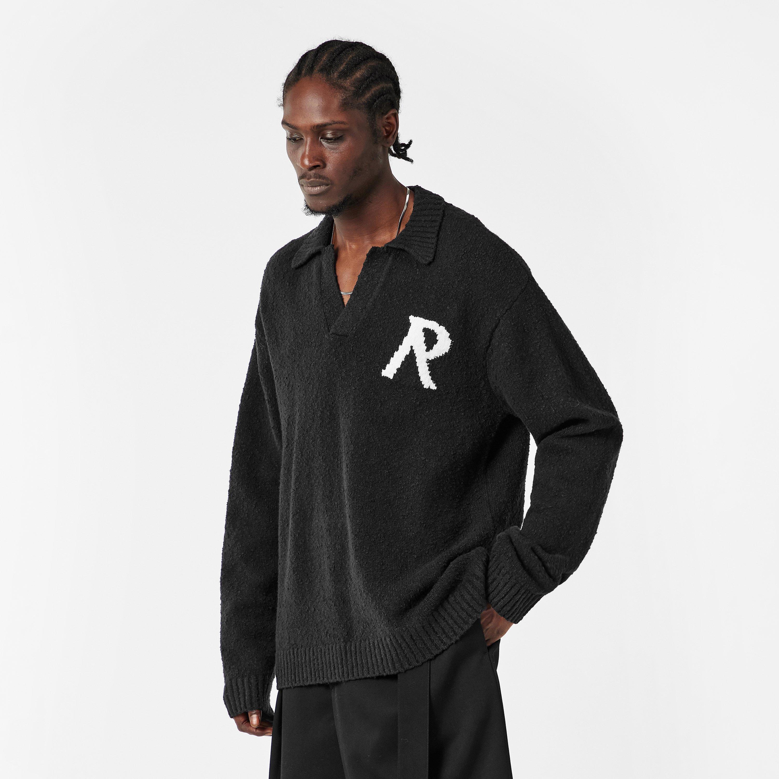 Jet Black - Represent - Men's Rep R Boucle Crew Neck Jumper - 3