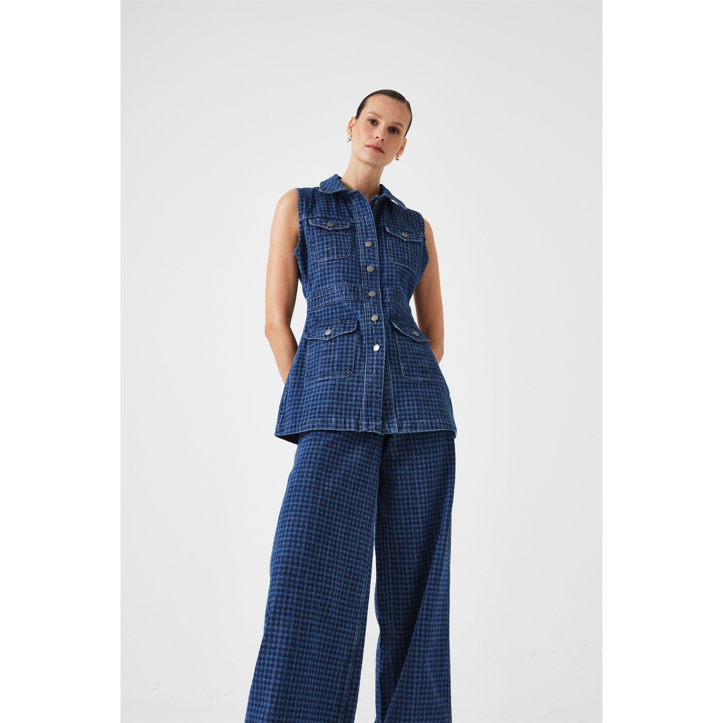 Houndstooth - Seventy Mochi - Women's Ani Peplum Top - 6