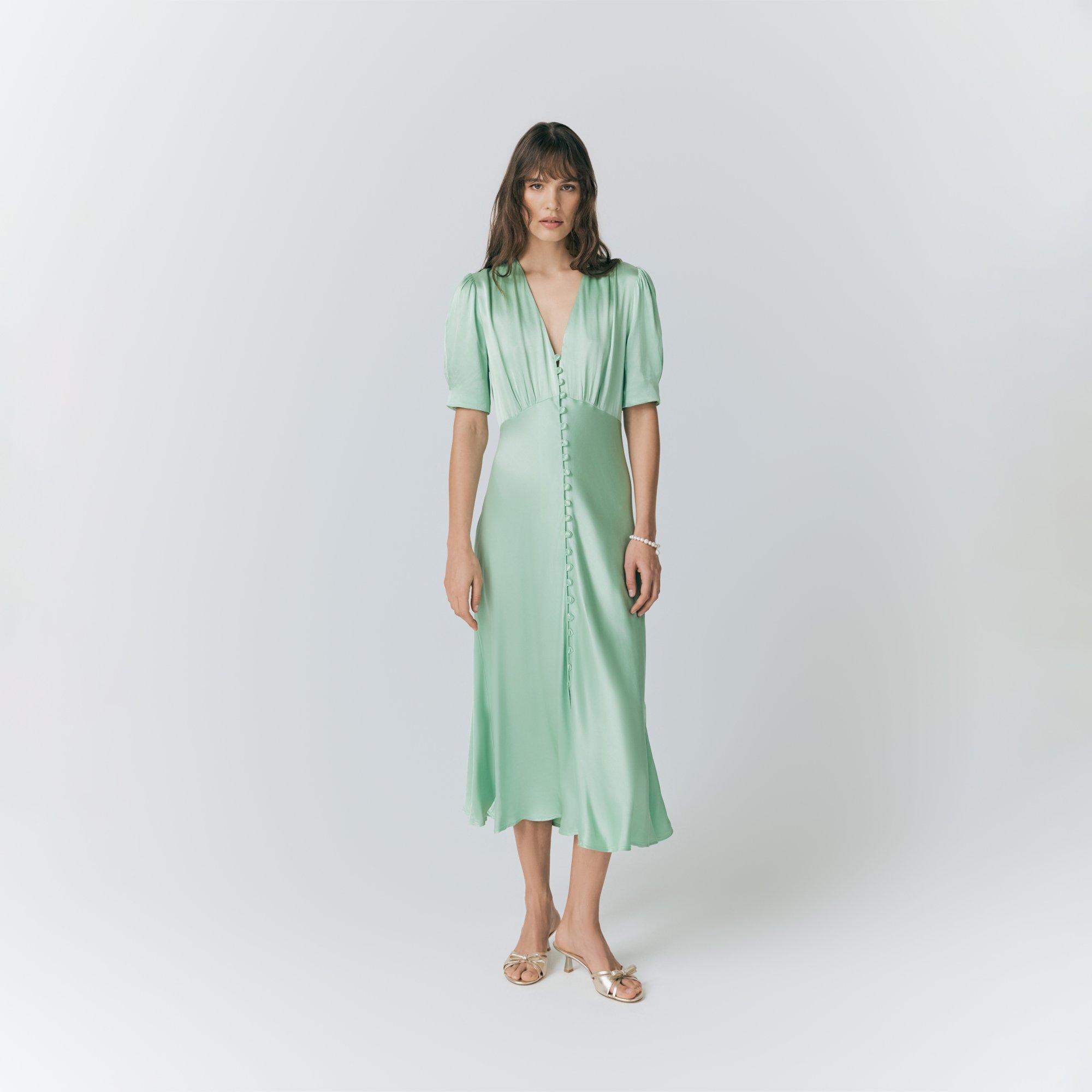 Ghost Women's Madison Satin Tea Dress - Mint Green - 12 (M)