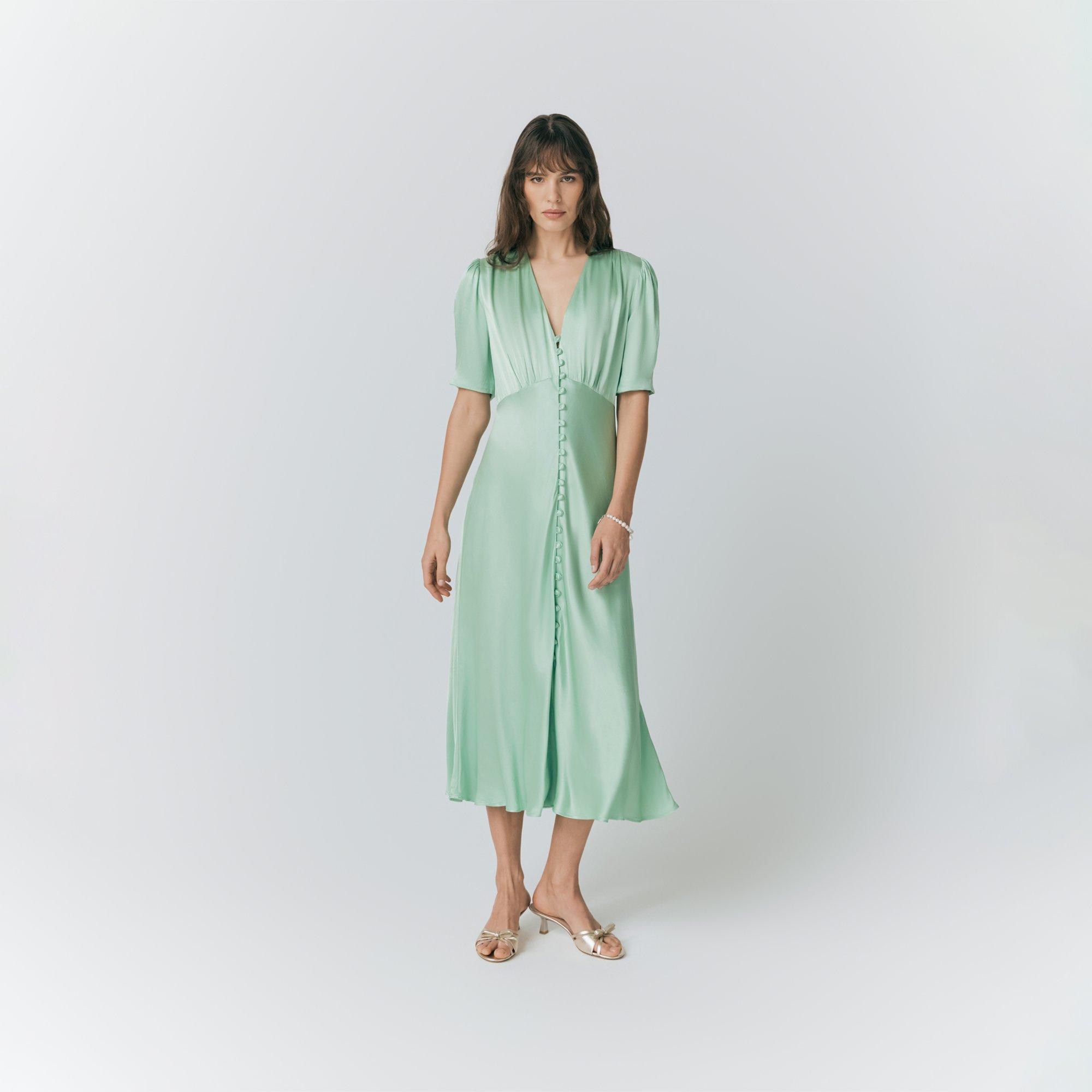 Mint Green - Ghost - Women's Madison Satin Tea Dress - 2