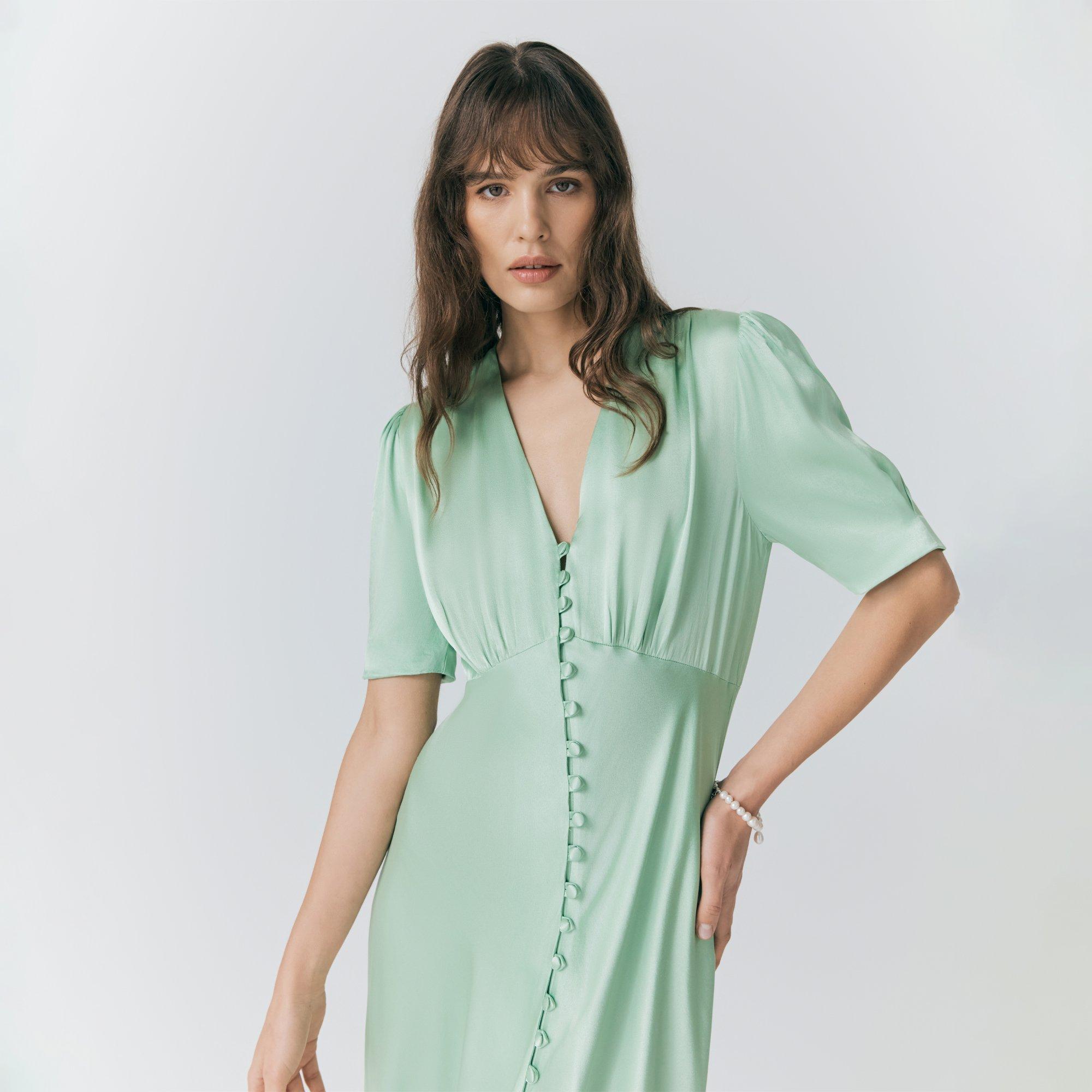 Mint Green - Ghost - Women's Madison Satin Tea Dress - 4
