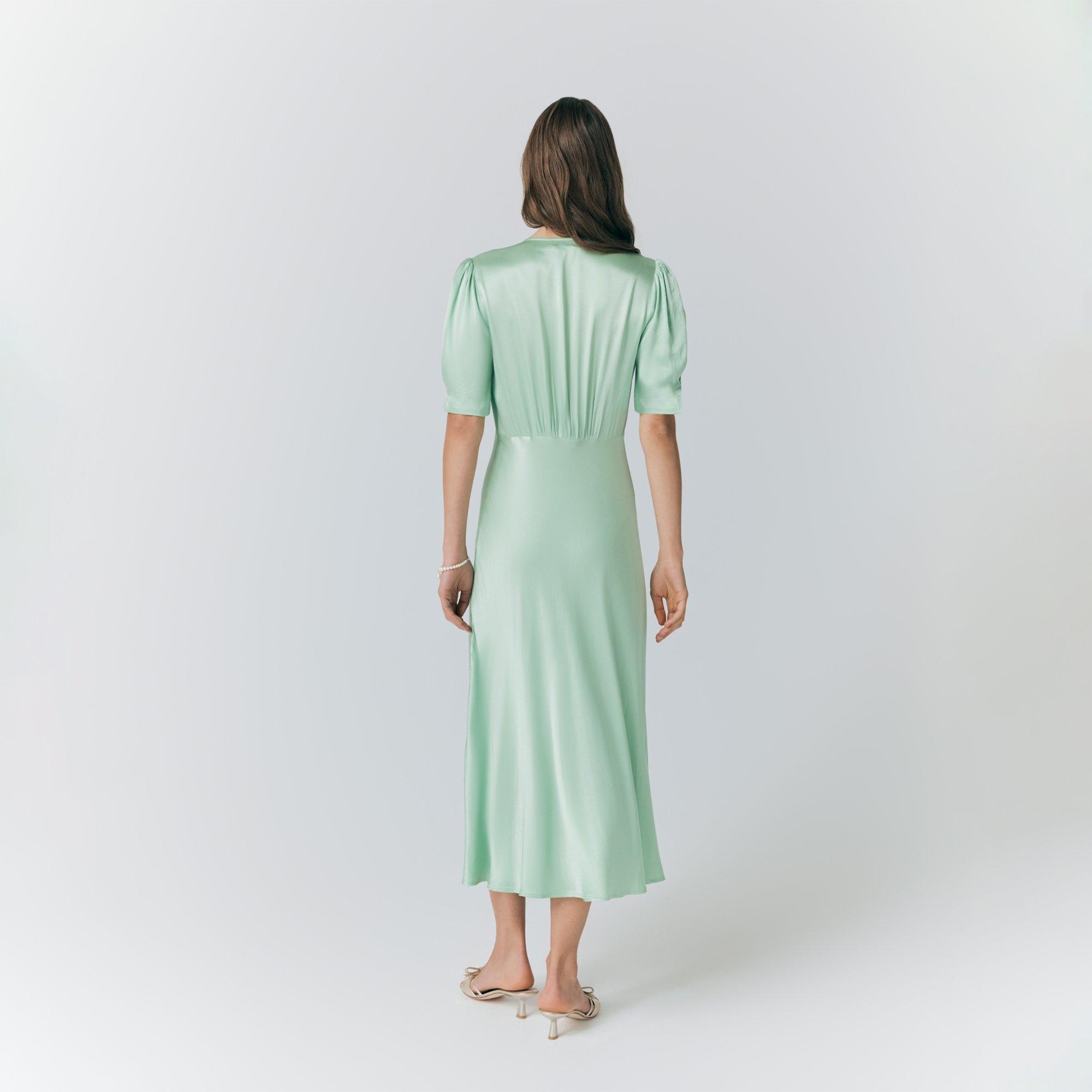 Mint Green - Ghost - Women's Madison Satin Tea Dress - 5