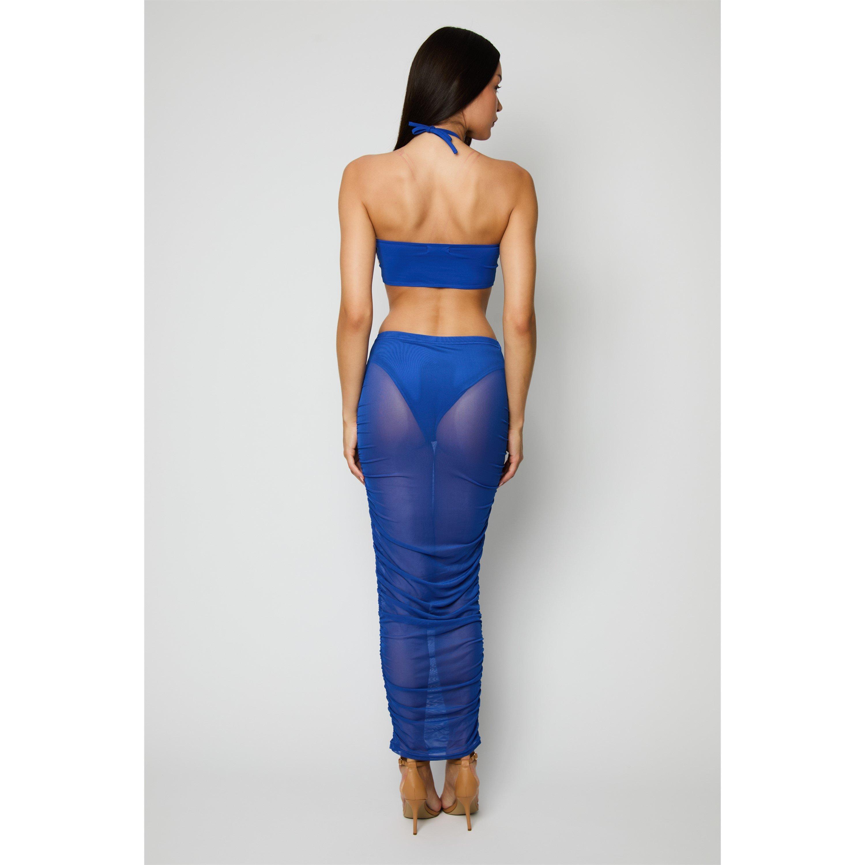 Blue - Honeyz - Women's Mesh Reversible Cut Out Dress - 3