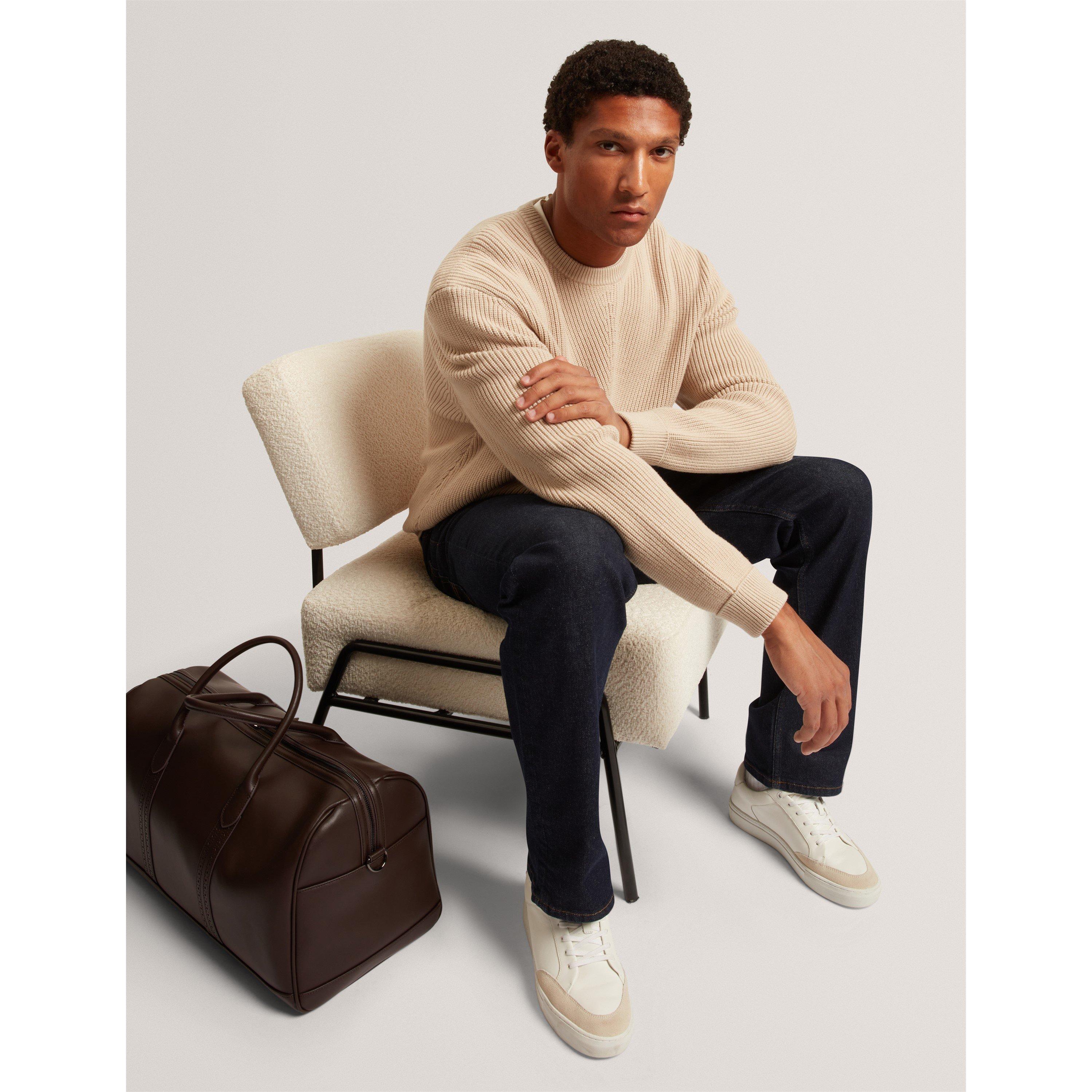 Taupe - Ted Baker - Men's Long-Sleeve Crew-Neck Jumper - 2