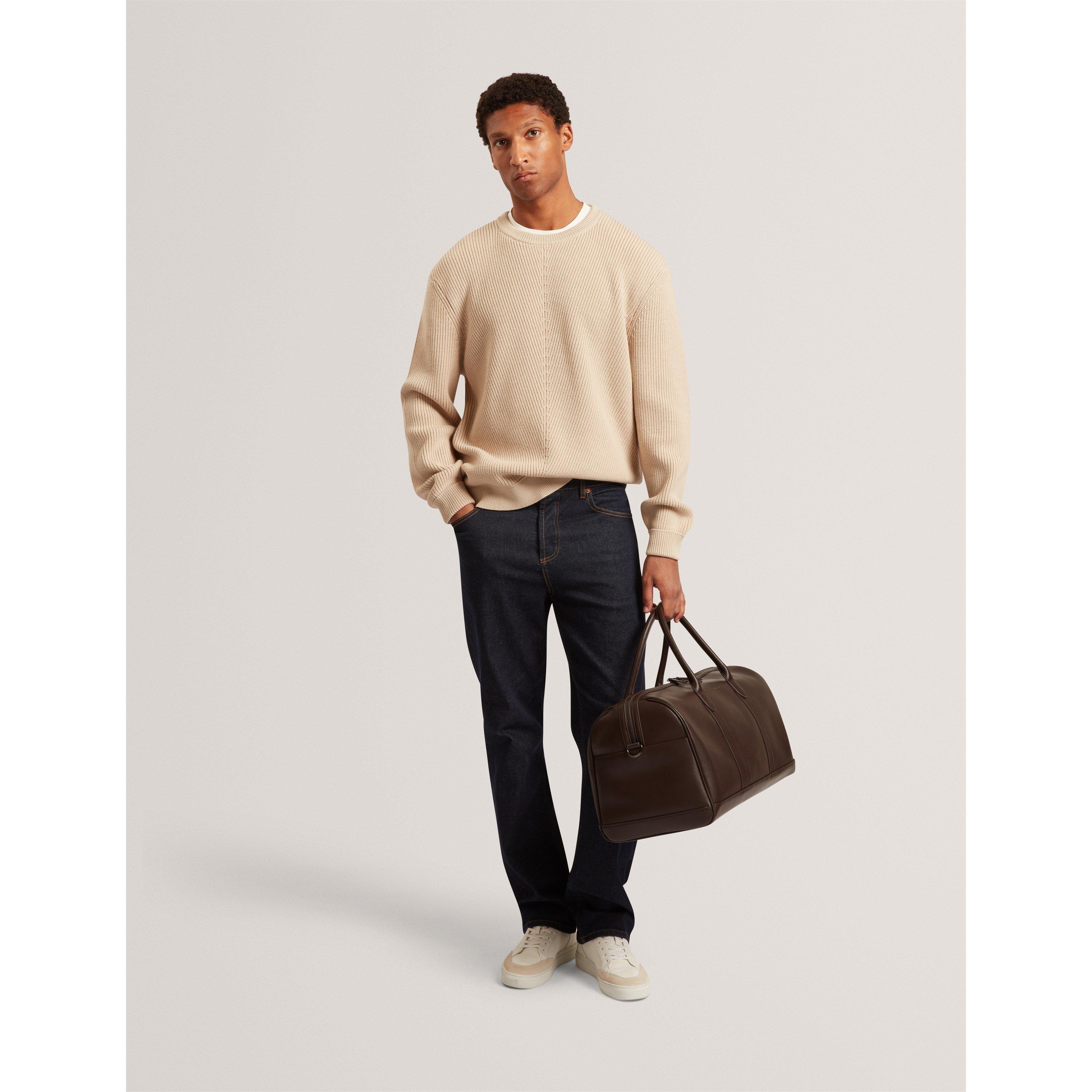 Taupe - Ted Baker - Men's Long-Sleeve Crew-Neck Jumper - 6