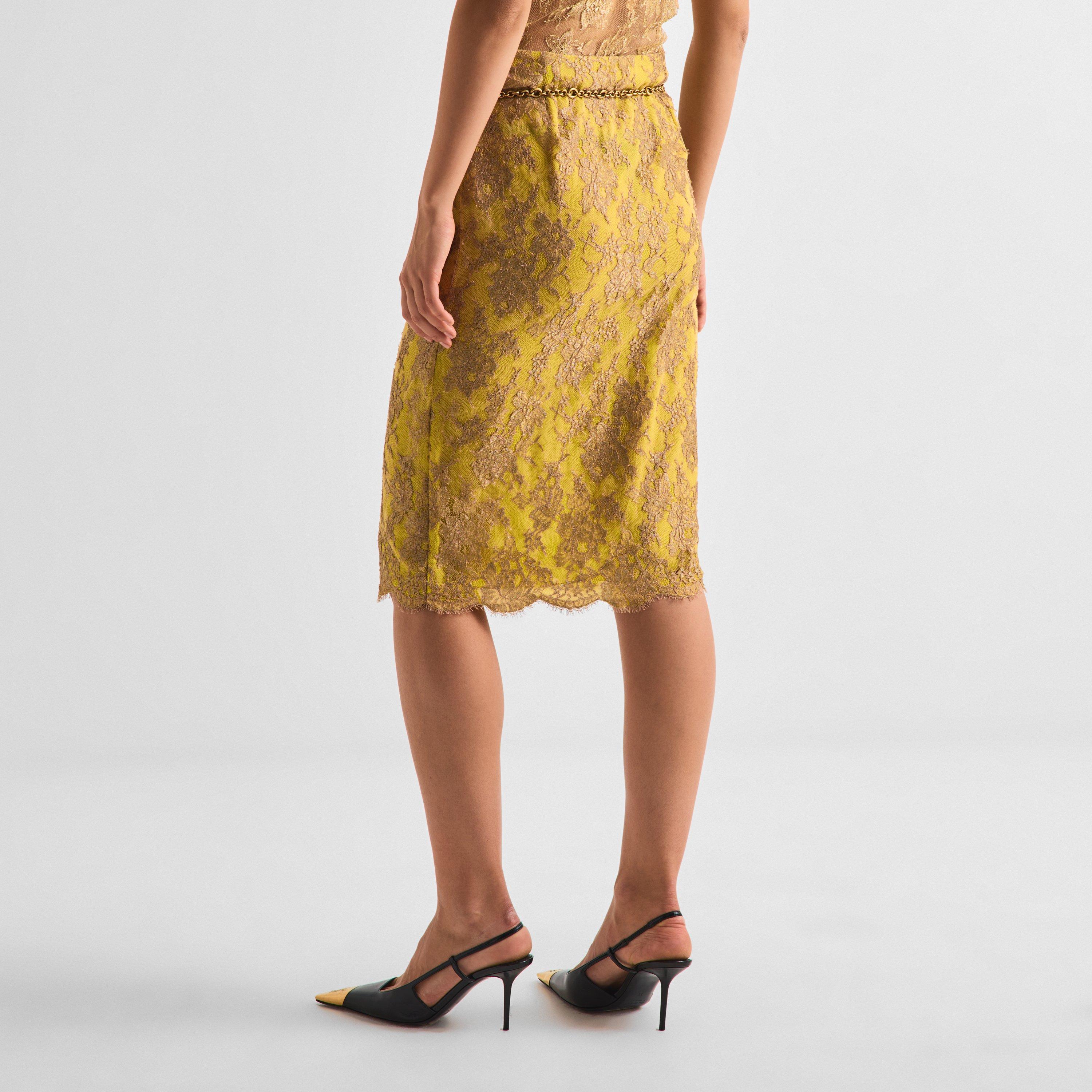 OR Nude - Saint Laurent - Women's Floral Lace Scallop Hem Midi Skirt - 4