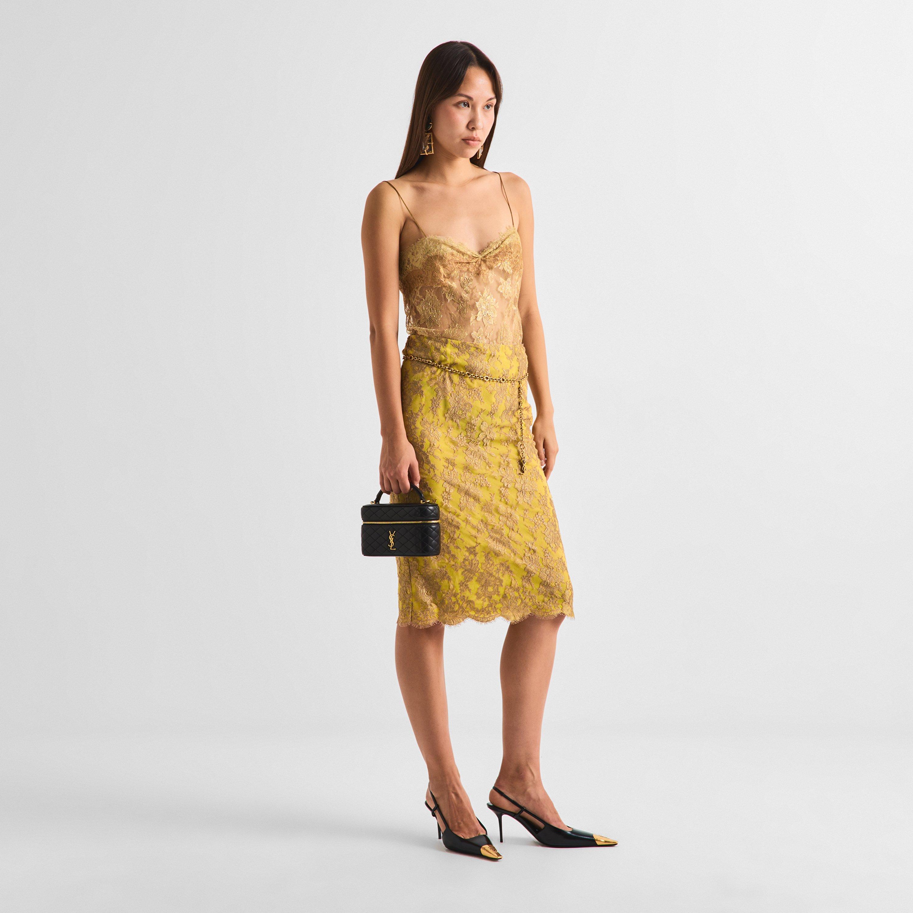 OR Nude - Saint Laurent - Women's Floral Lace Scallop Hem Midi Skirt - 6