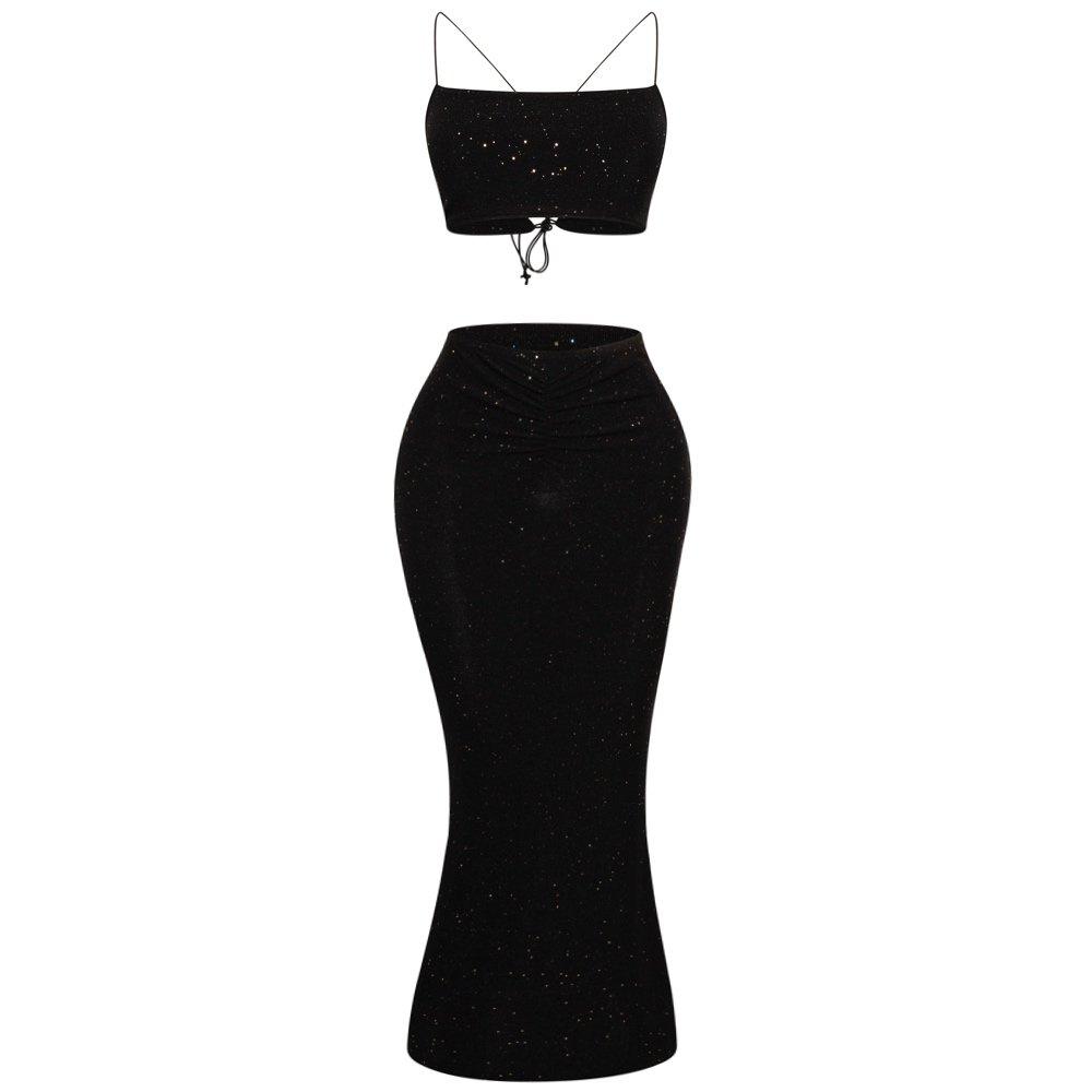 Black - Honeyz - Women's Glitter Bodycon Skirt