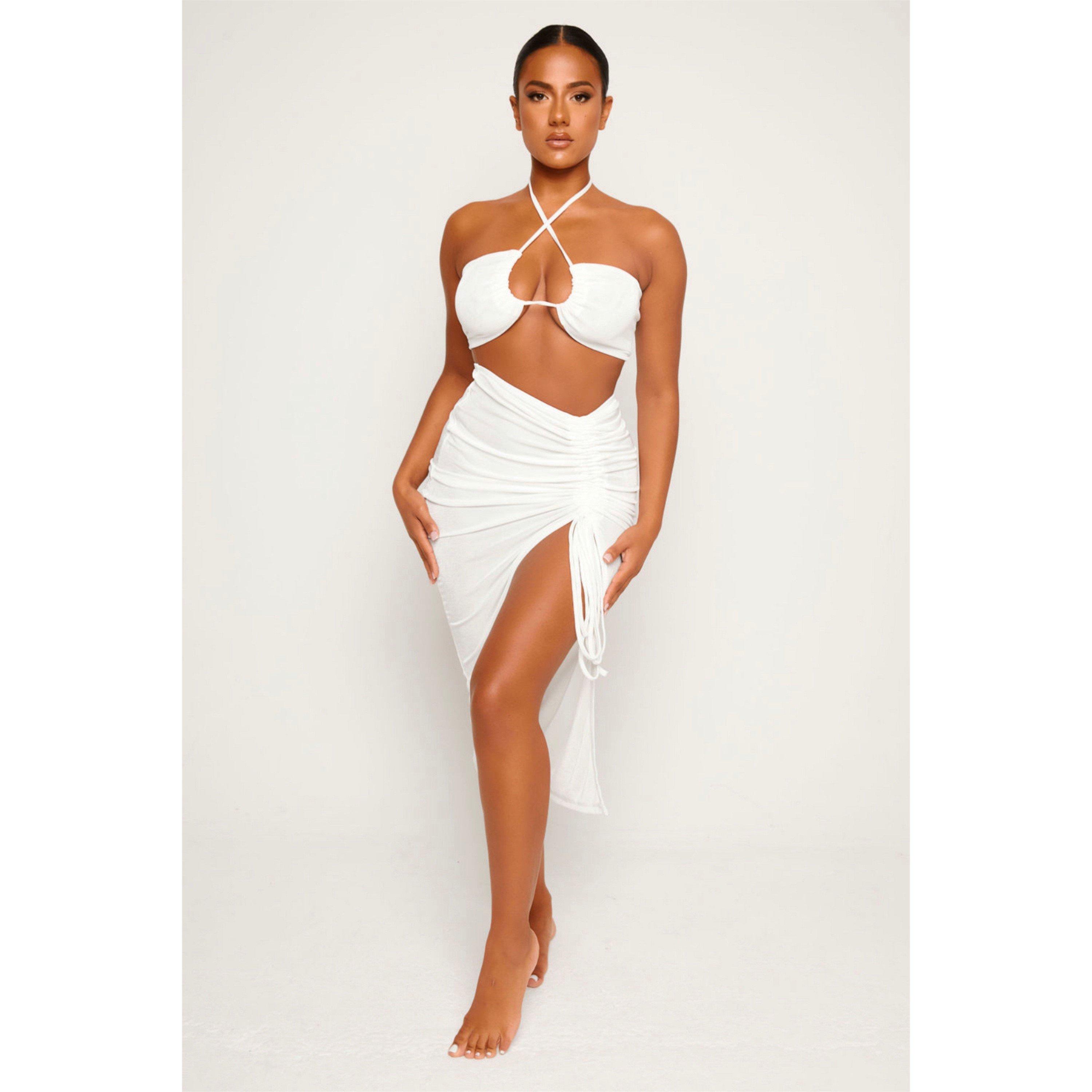White - Honeyz - Women's Luxe Bodycon Skirt - 2