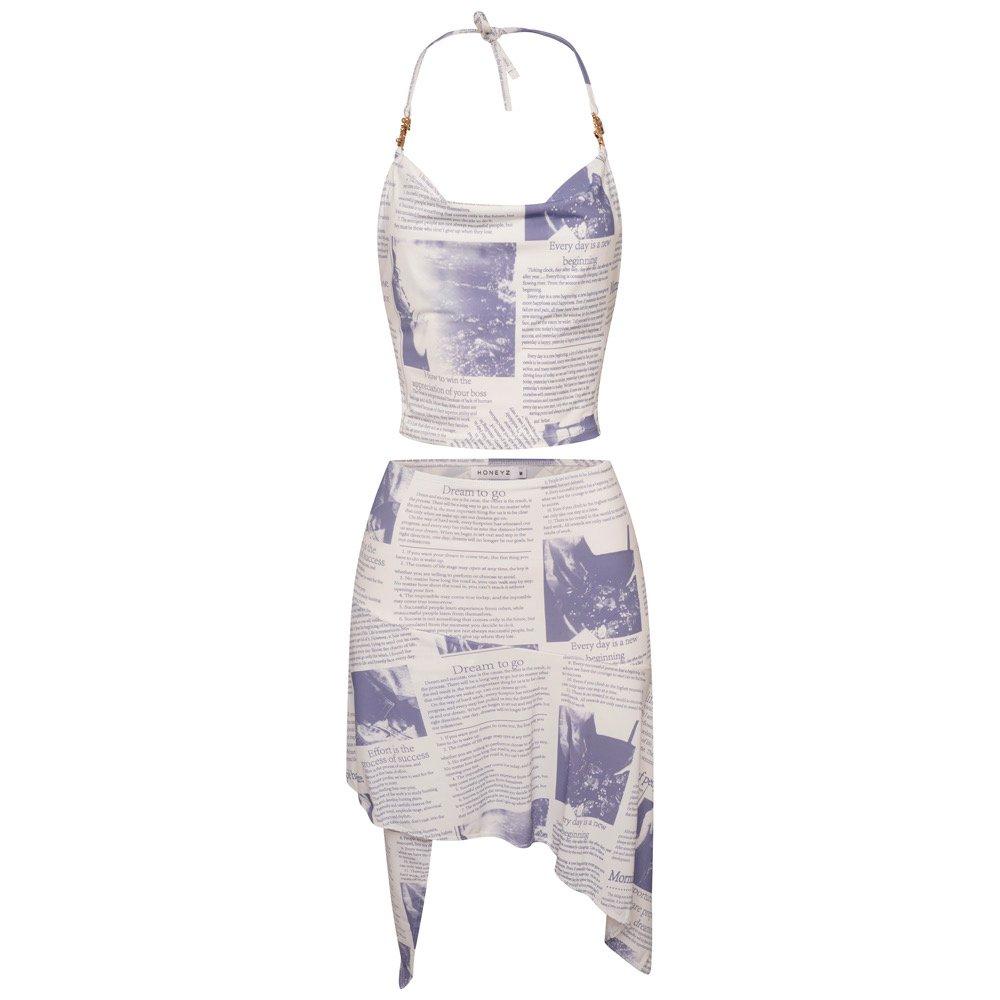 Blauw - Honeyz - Women's Print Bodycon Skirt - 1