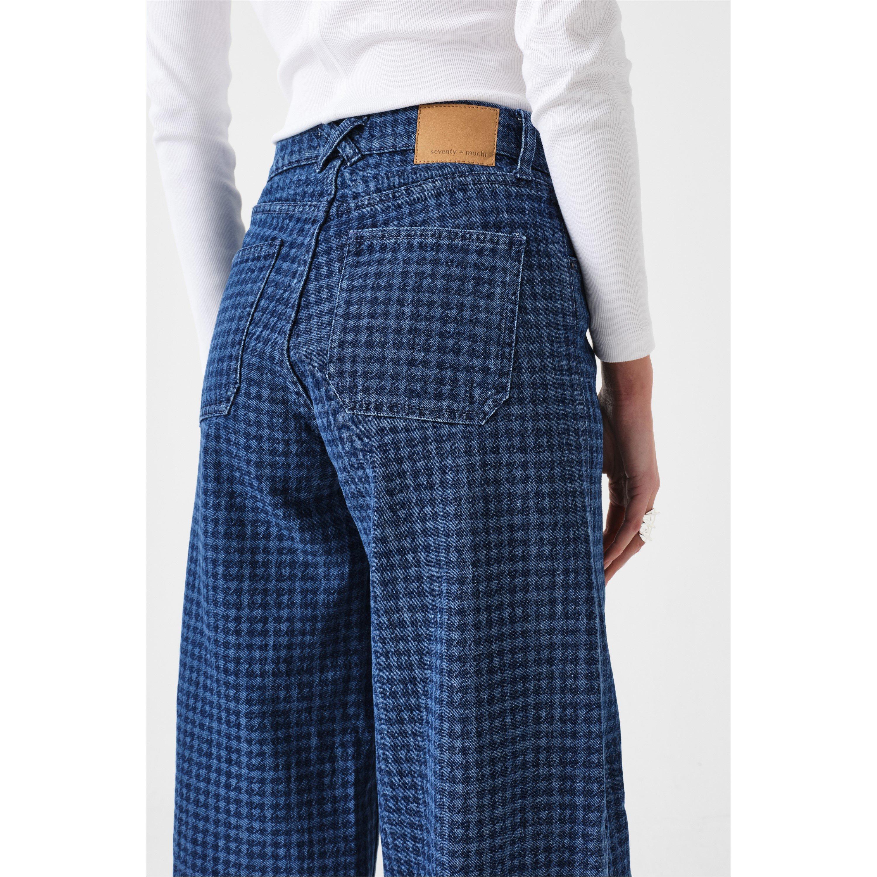 Houndstooth - Seventy Mochi - Women's Bay Wide Leg Jeans - 2