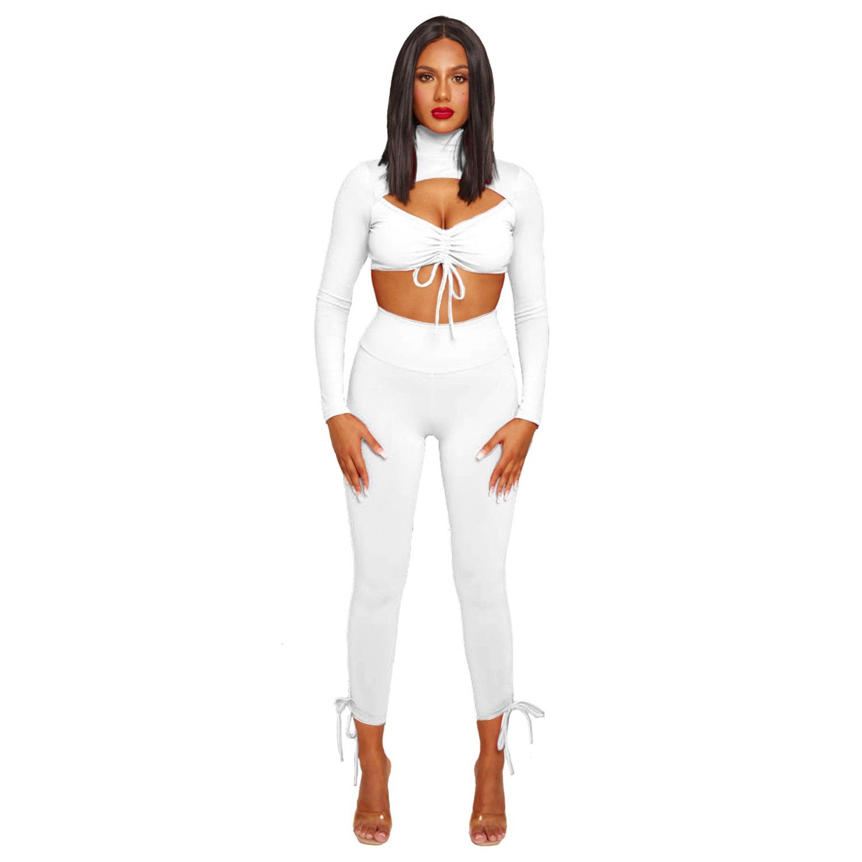 White - Honeyz - Women's Tie Bodycon Skirt - 2