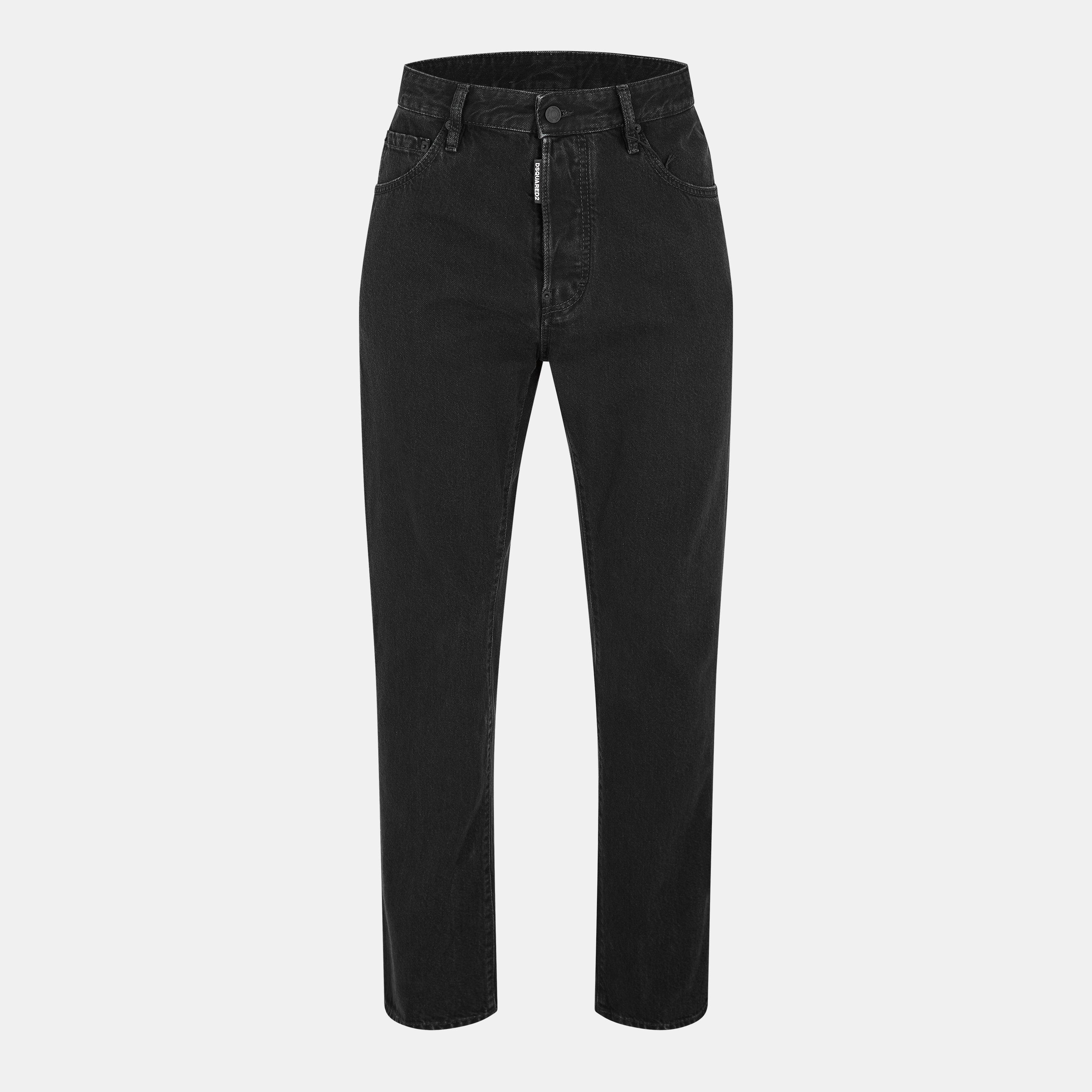 Dsquared2 Men's Dark Wash Relaxed Fit Wide Leg Jeans - Black - L