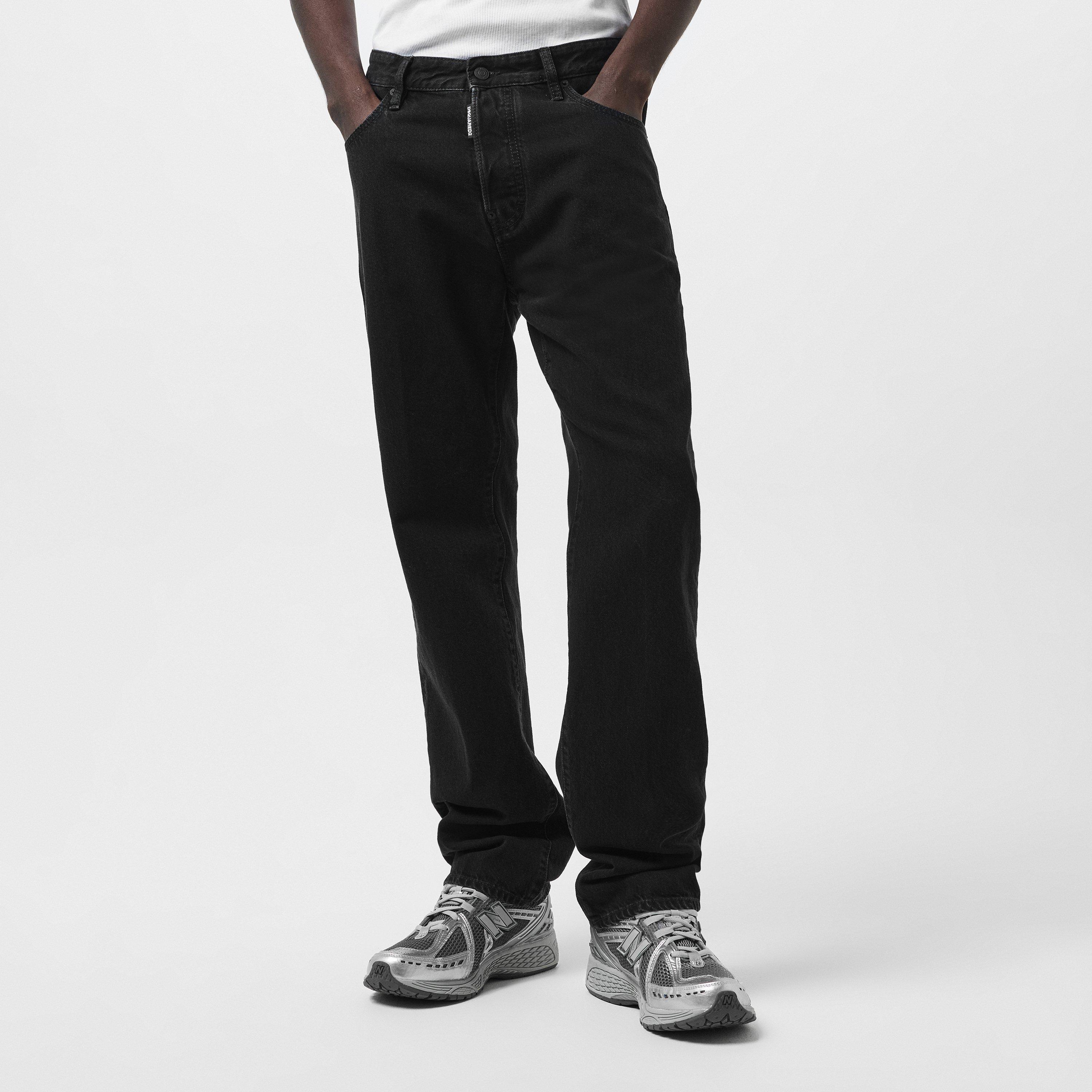 Black - DSquared2 - Men's Dark Wash Wide Leg Jeans - 3