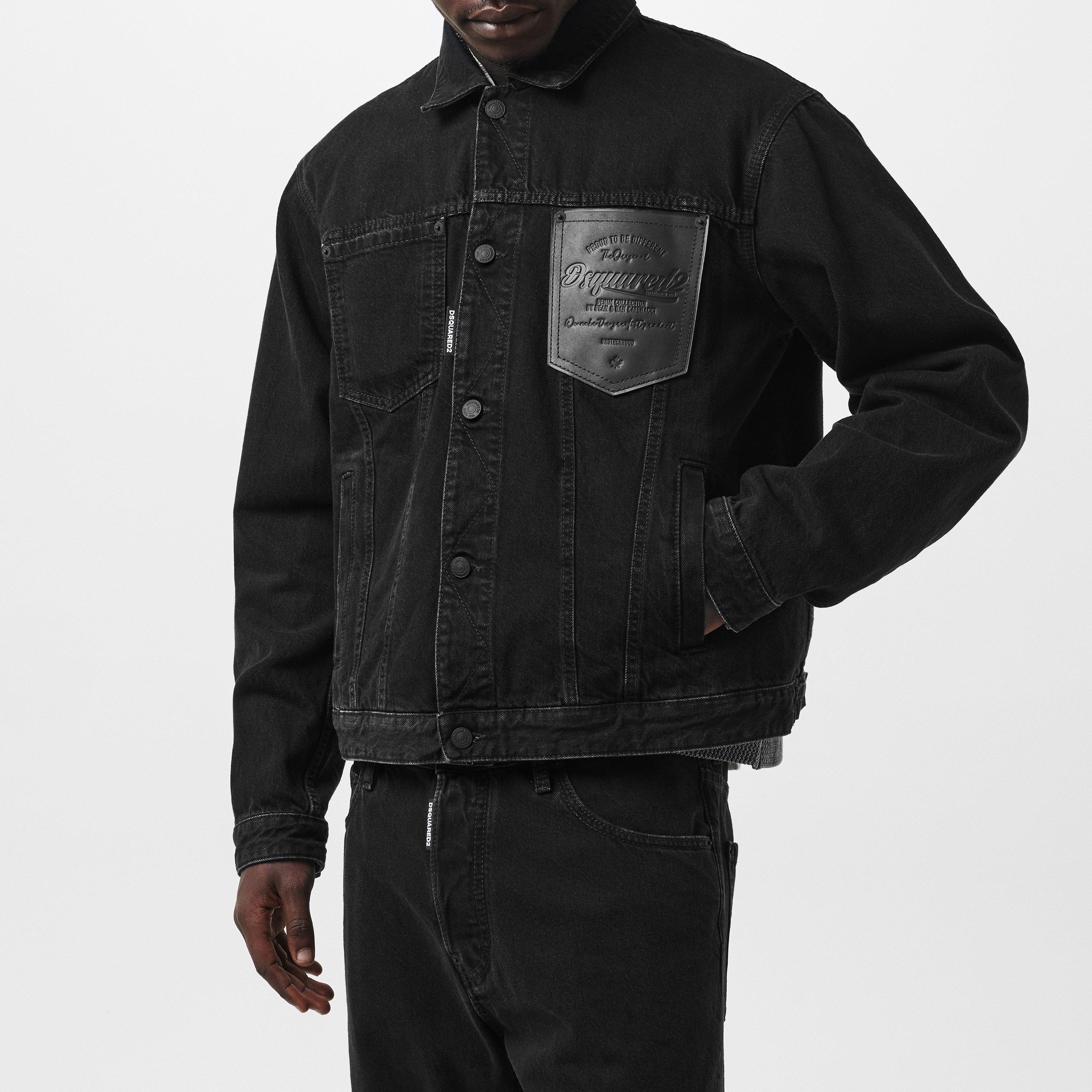 Black - DSquared2 - Men's Logo Patch Denim Jacket - 3