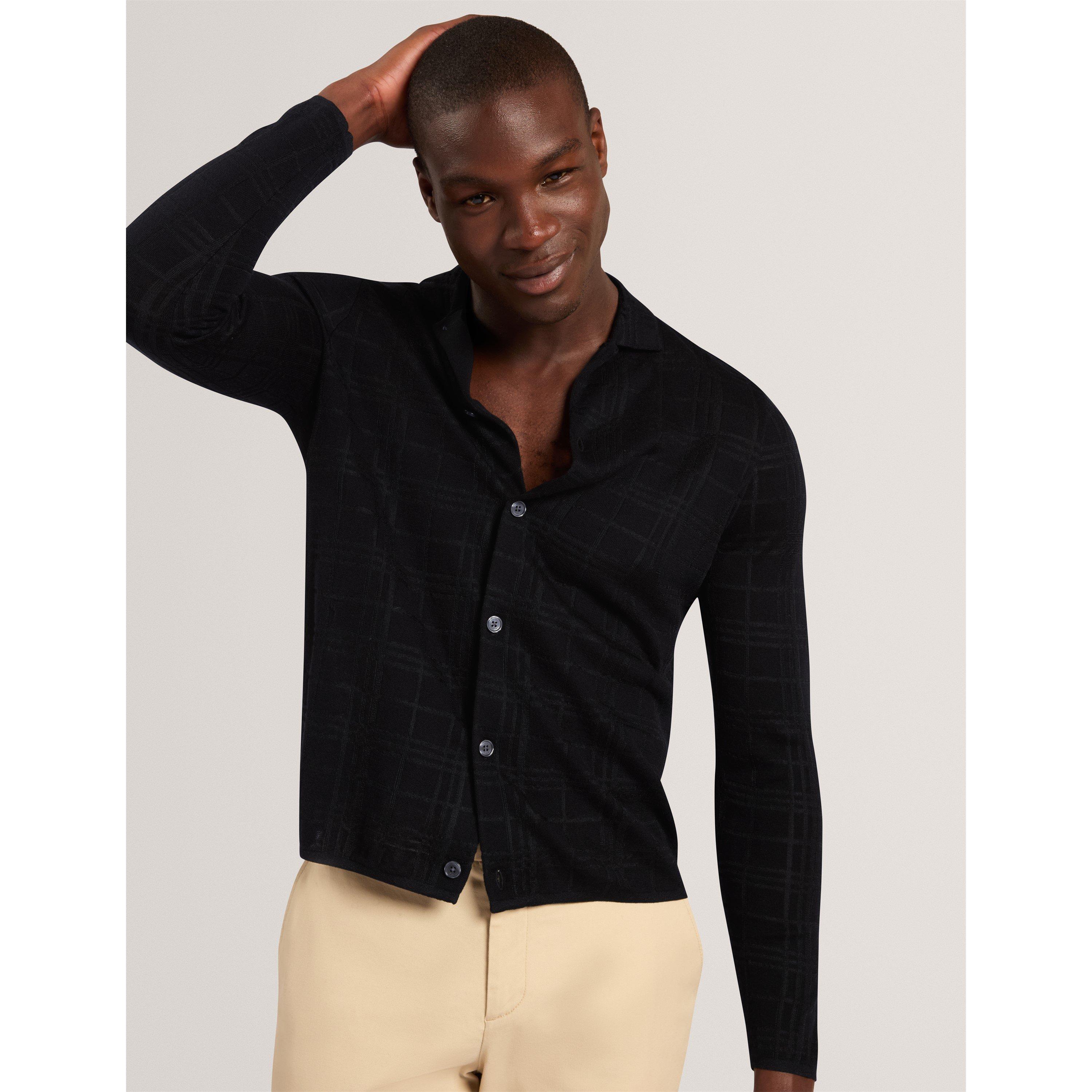 Ted Baker Men's Button-Through Cotton Knitted Long-Sleeve Polo - Black - XL (5)
