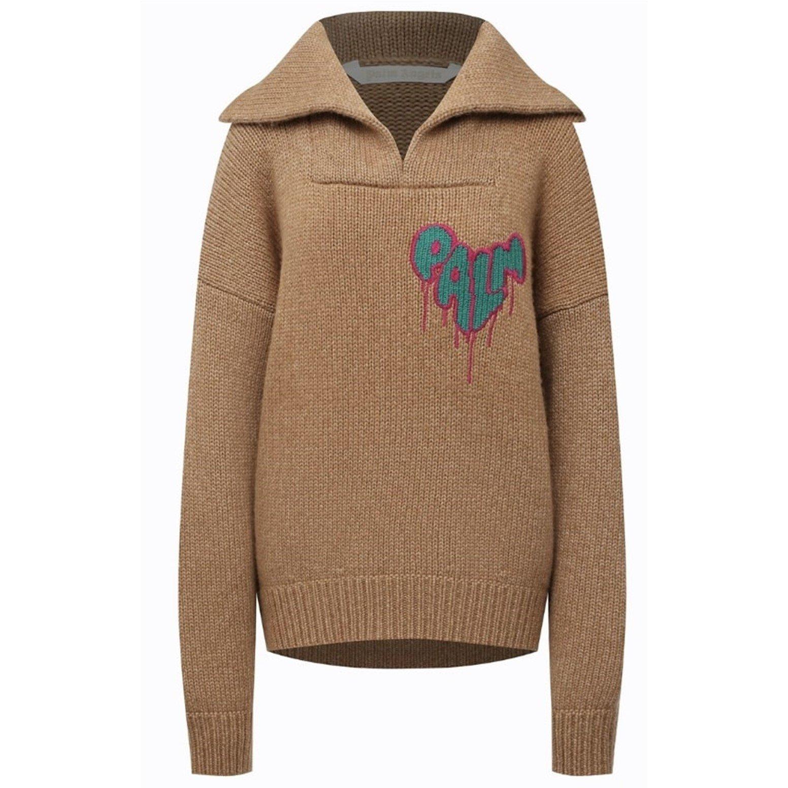 Brown Fuc - Palm Angels - Women's Heart Tnck Knitted Hoodie