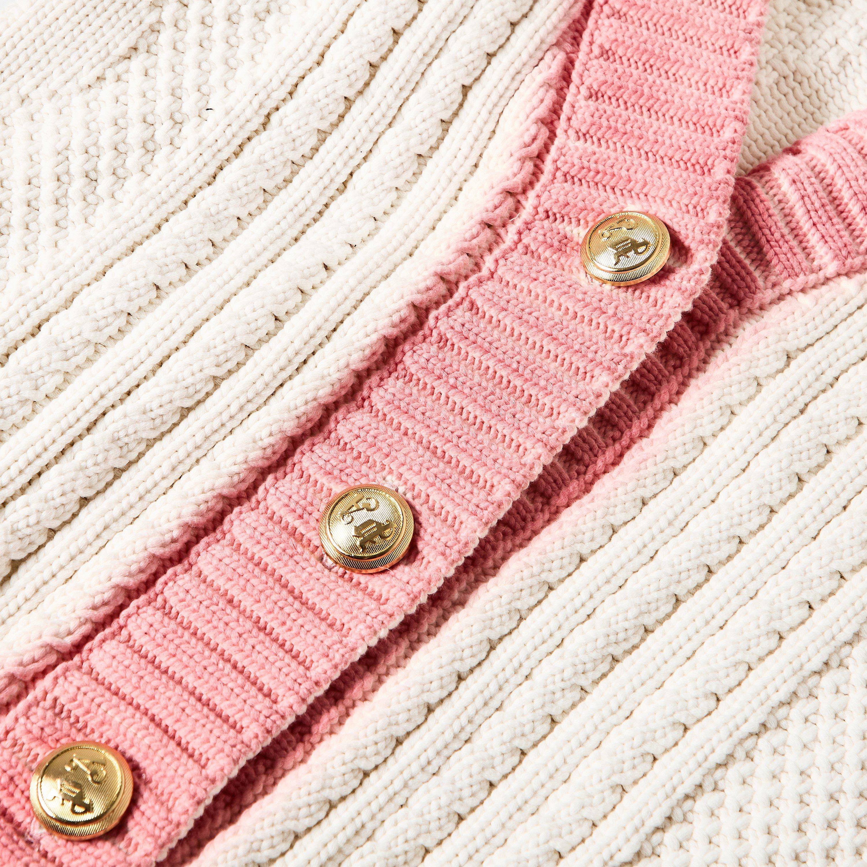 Blanc cassé/rose - Palm Angels - Women's Fisherman Cardigan - 3