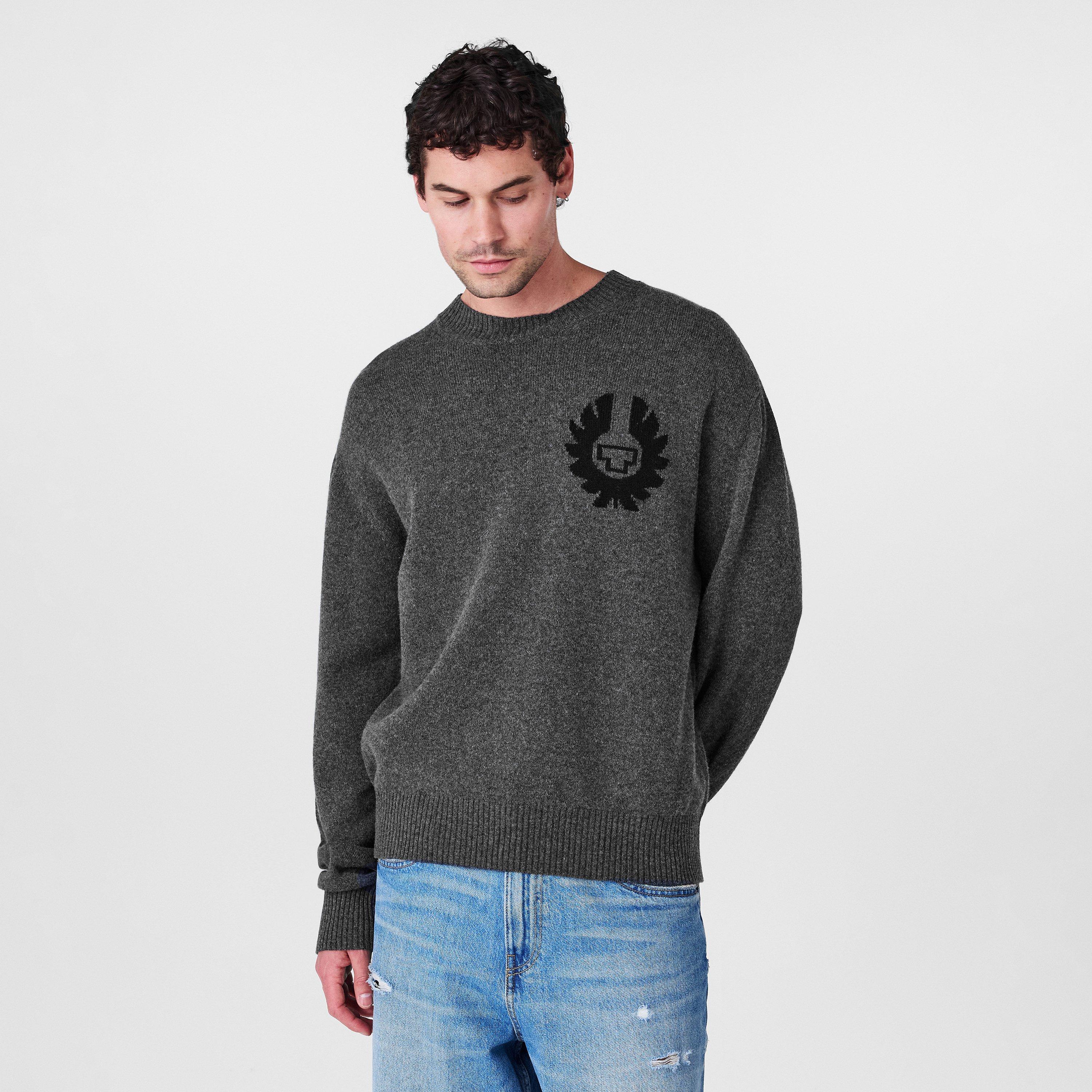 Charcoal - Belstaff - Men's Crew Neck Jumper - 3