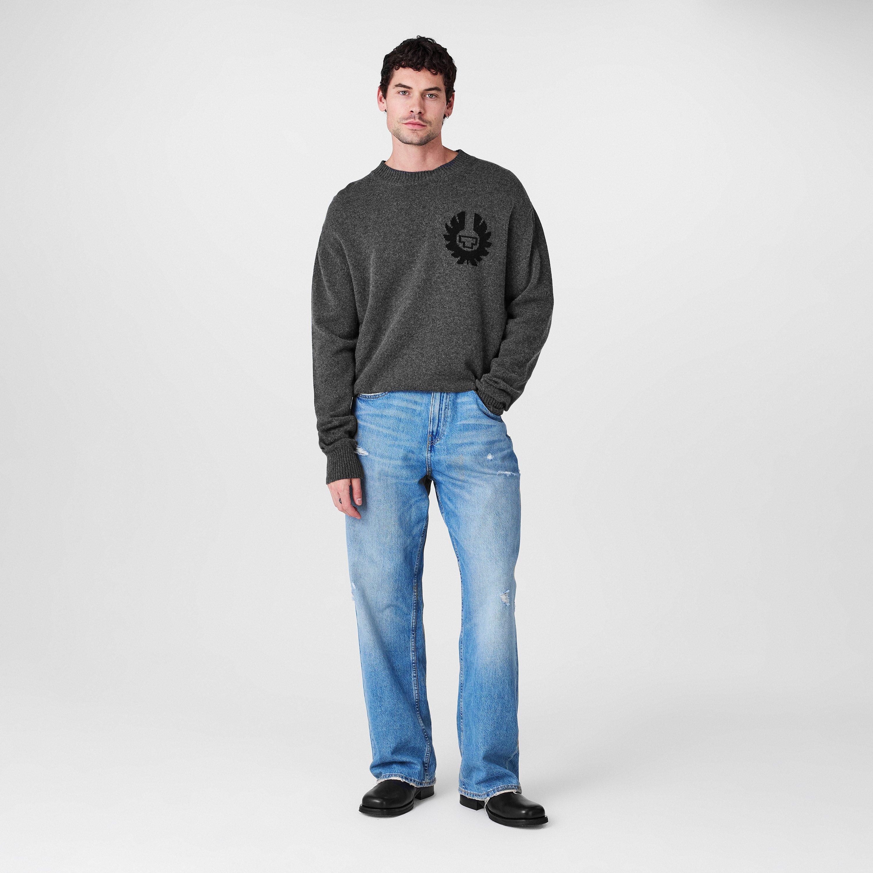 Charcoal - Belstaff - Men's Crew Neck Jumper - 6