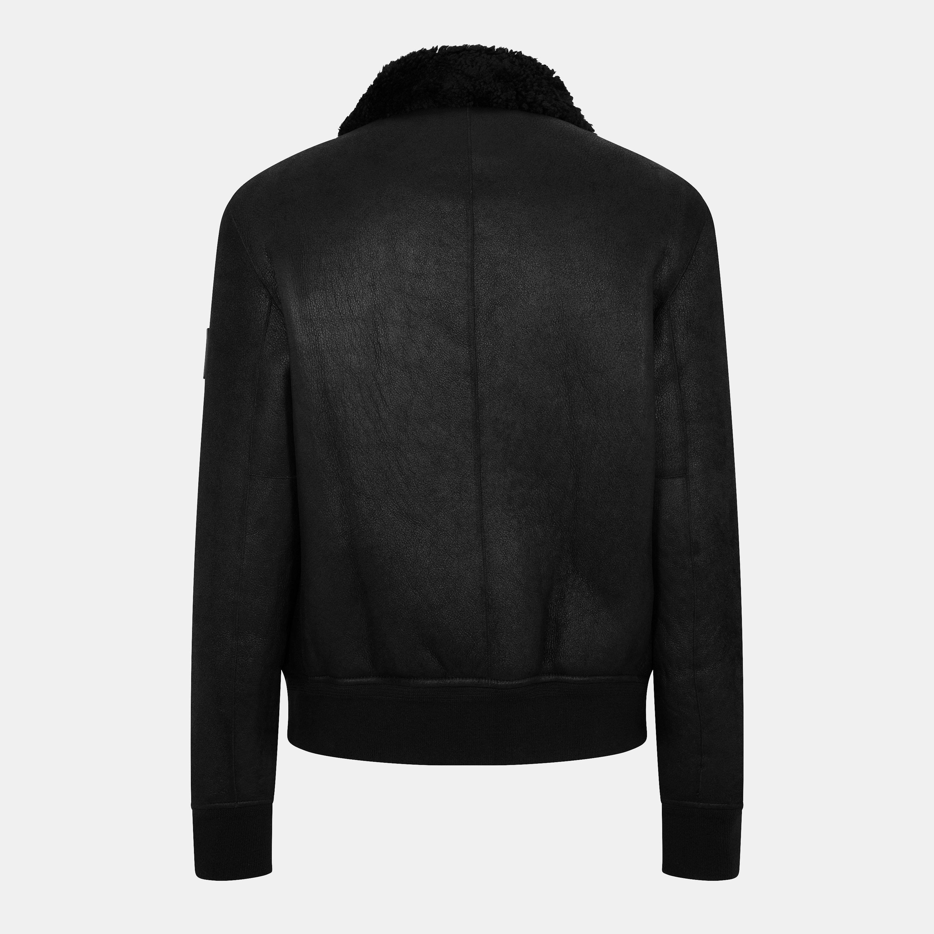 Black - Belstaff - Men's Trace Weathered Adjustable Collar Aviator Jacket - 2