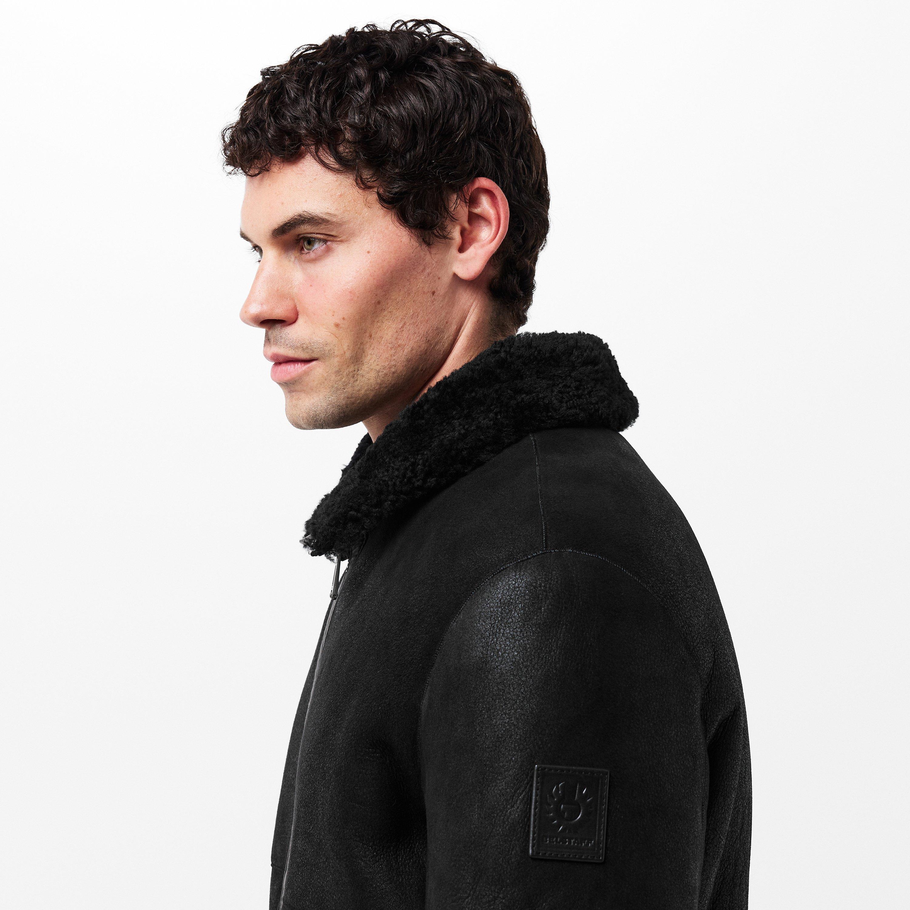 Black - Belstaff - Men's Trace Weathered Adjustable Collar Aviator Jacket - 5