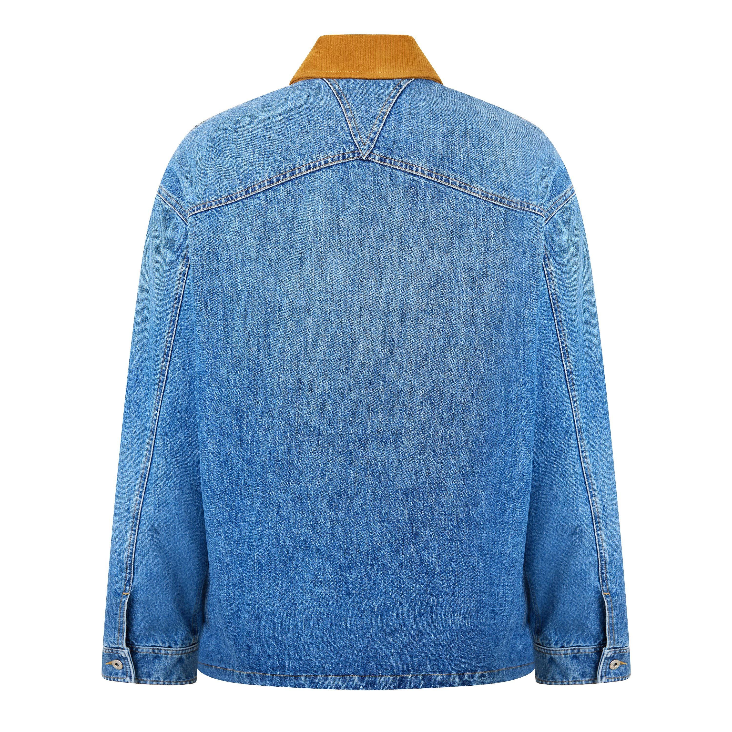 Blue - Bottega Veneta - Men's Blouson Cotton Long Sleeve Suede Collar Denim Jacket - 2