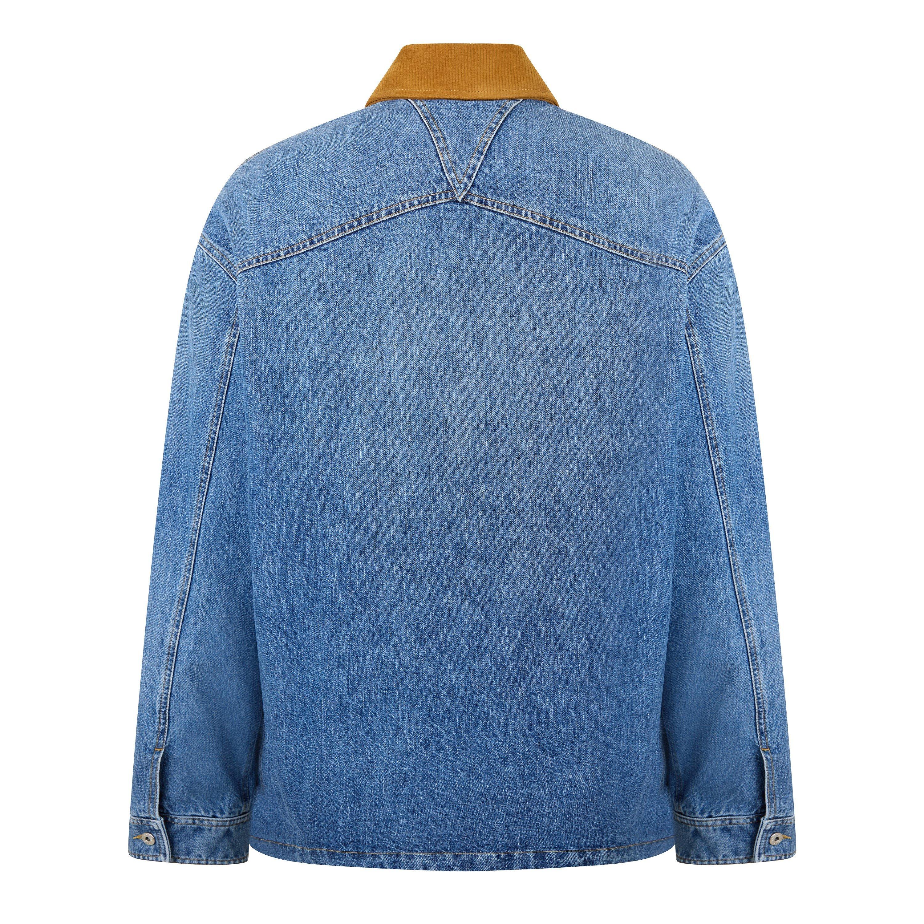 Blue - Bottega Veneta - Men's Blouson Cotton Long Sleeve Suede Collar Denim Jacket - 7