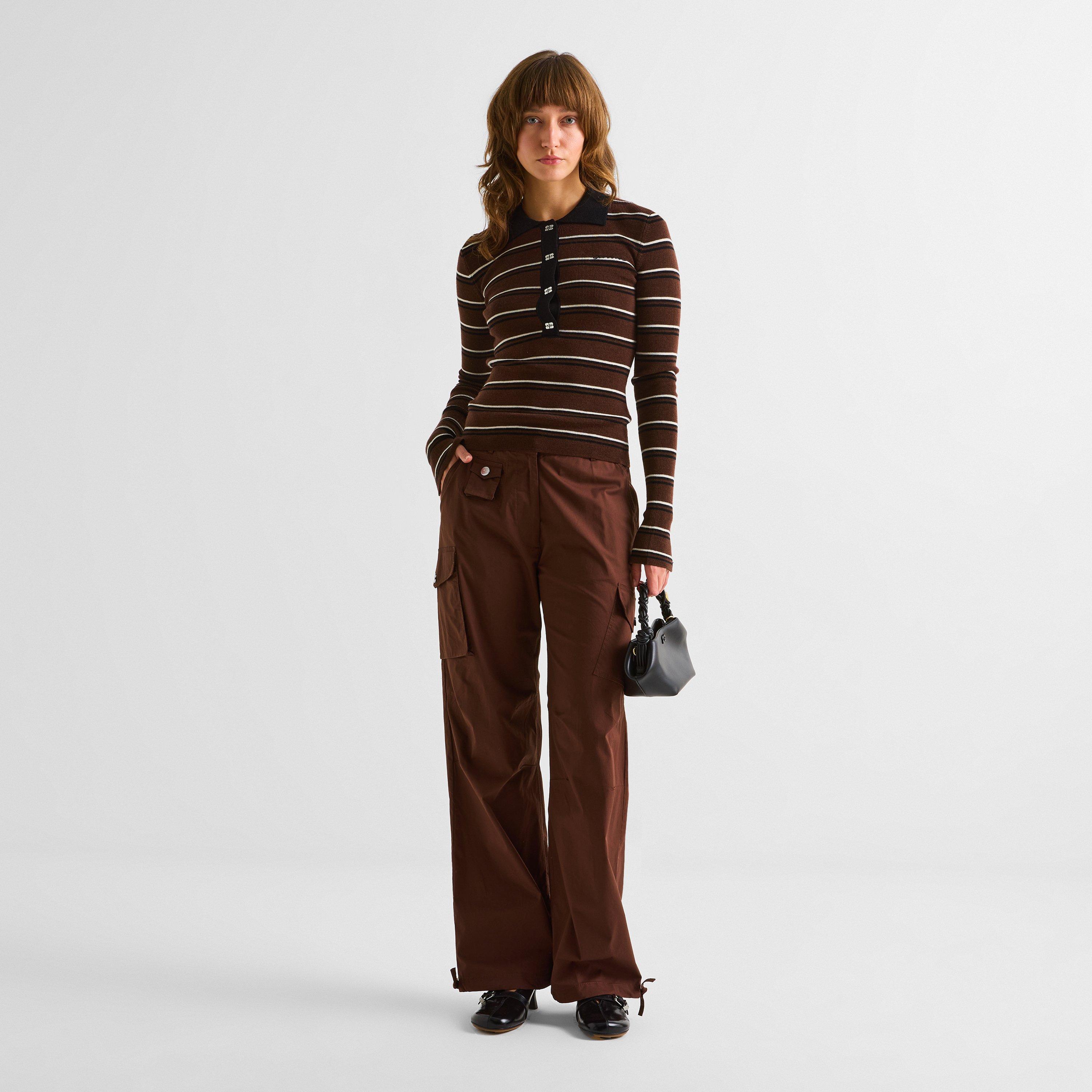 Brown - Ganni - Women's Cargo Jeans - 5