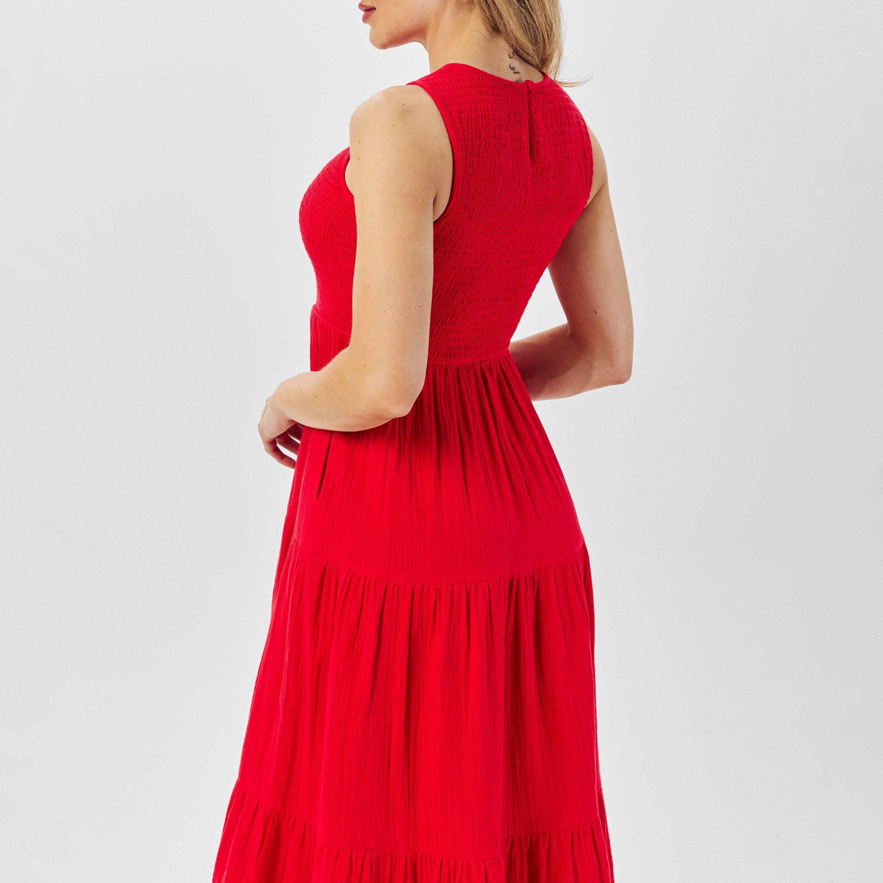 Red - Nobodys Child - Sleeveless Tiered Charlie Midi Dress - 4