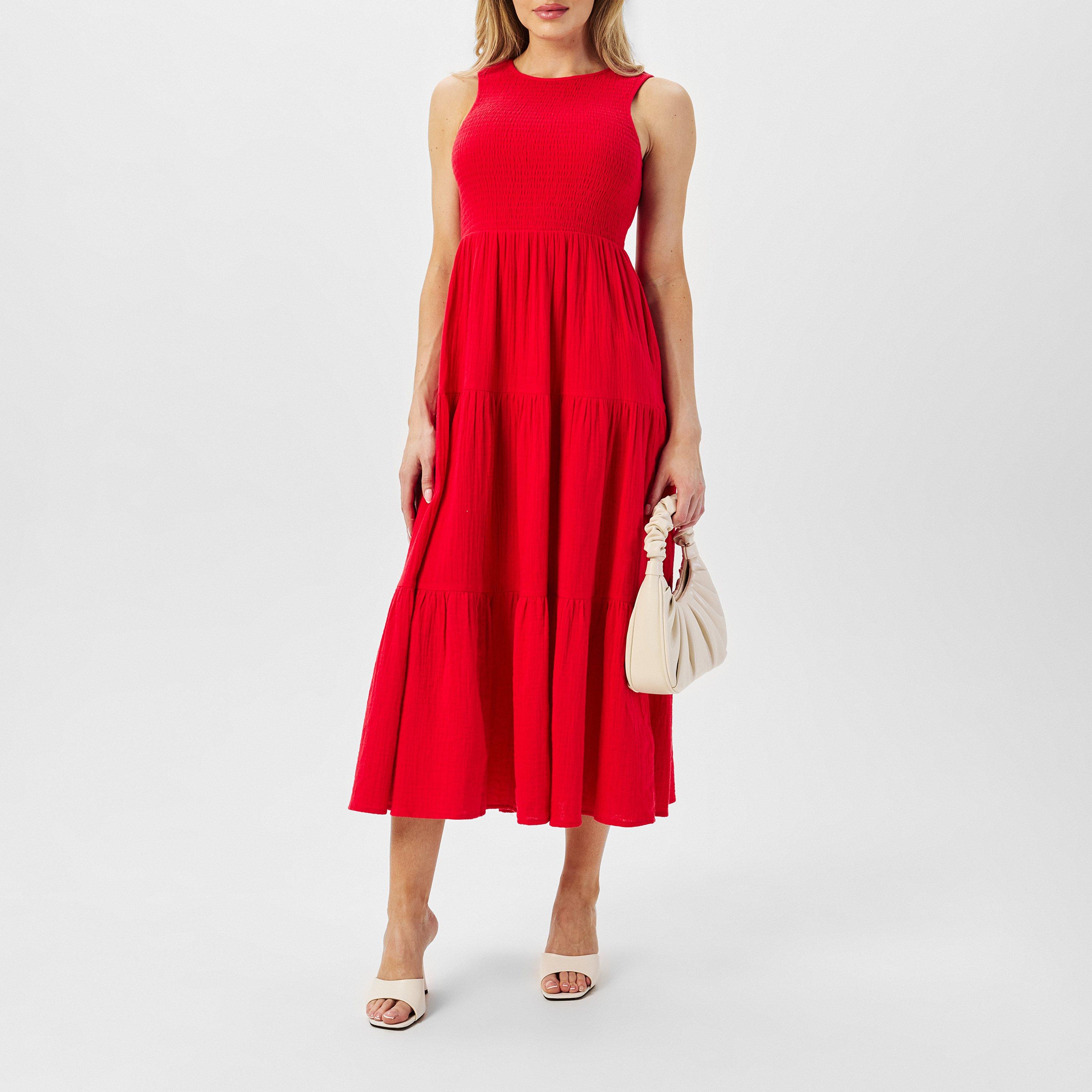Red - Nobodys Child - Sleeveless Tiered Charlie Midi Dress - 6