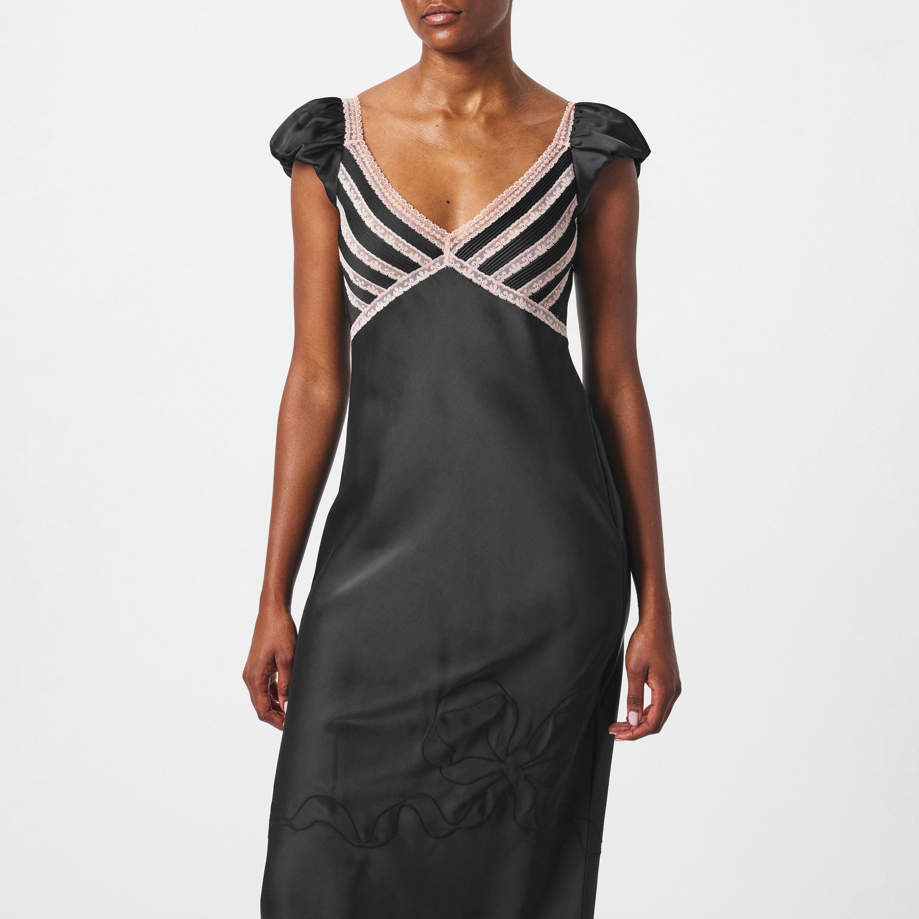Black - LoveshackFancy - Brinkley Satin Midi Dress - 3