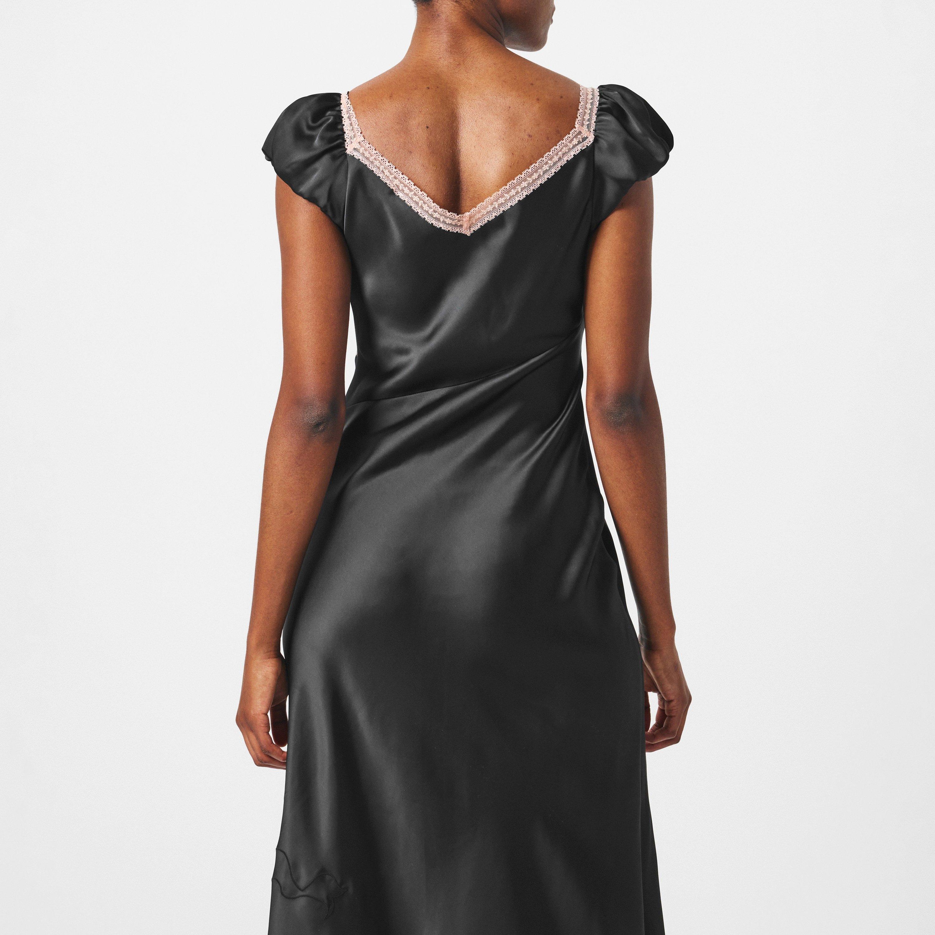 Black - LoveshackFancy - Brinkley Satin Midi Dress - 4