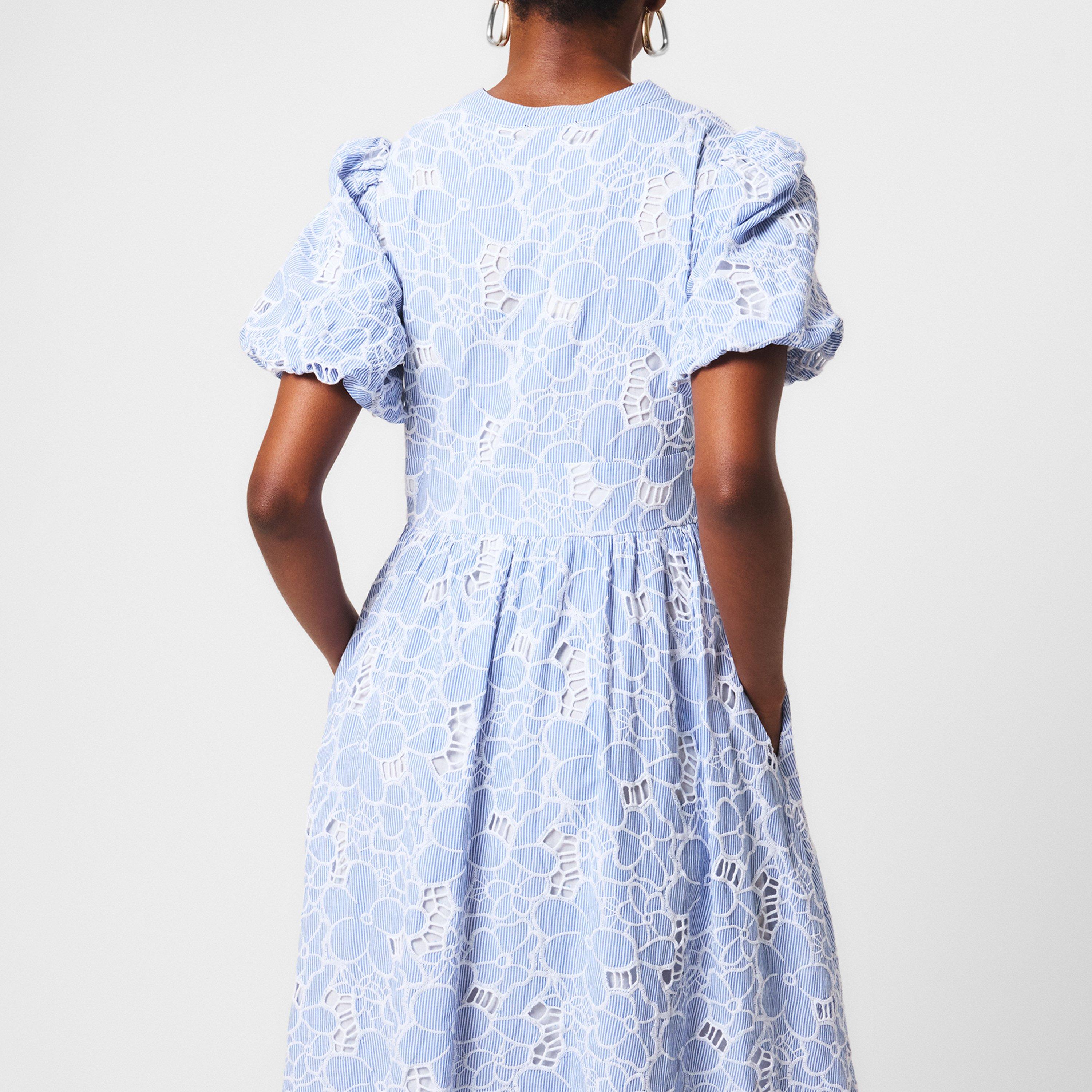 Blue - Nobodys Child - Stripe Floral Embroidered Starlight Midi Dress - 4