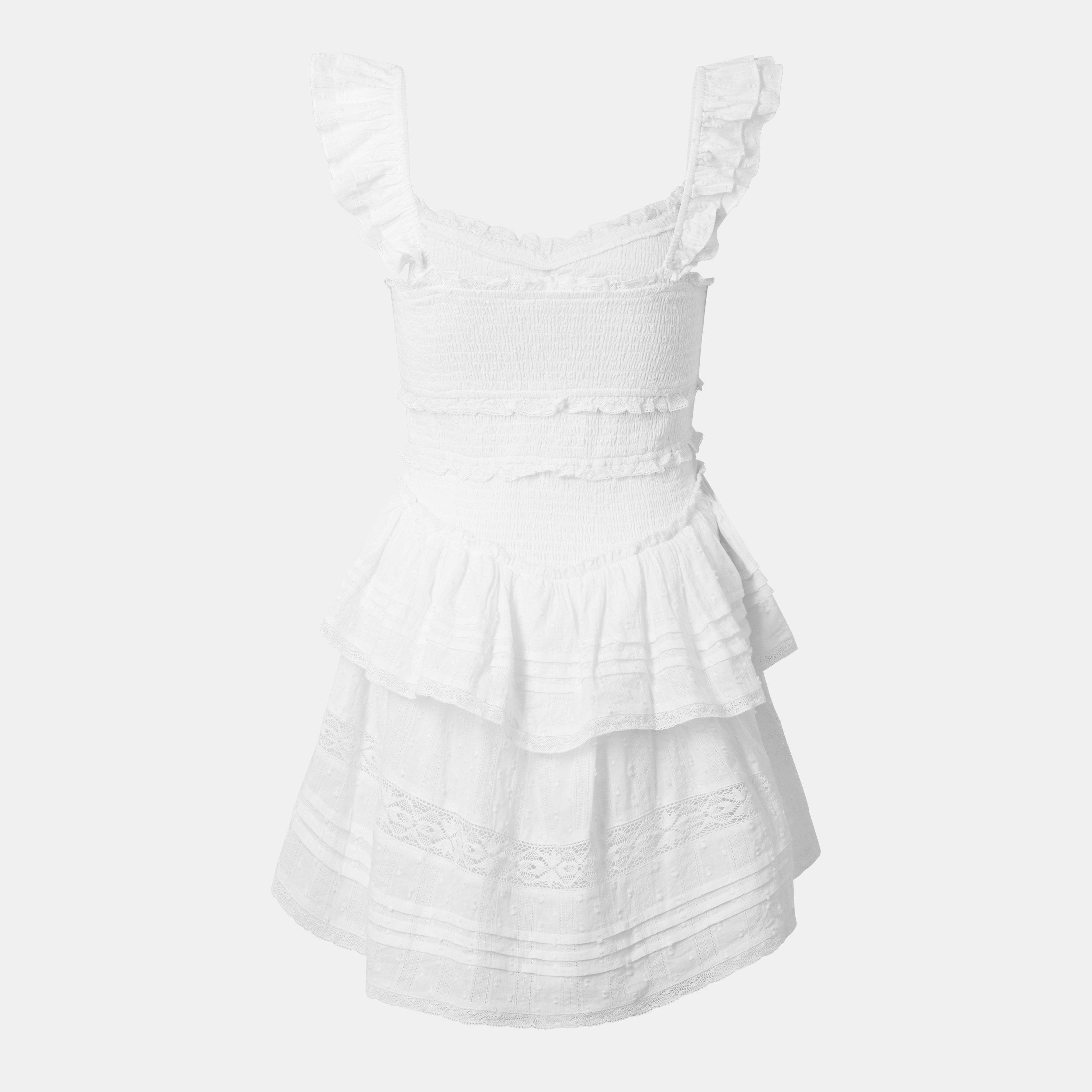 Off White - LoveshackFancy - Women's Love Lovine Mini Dress - 2