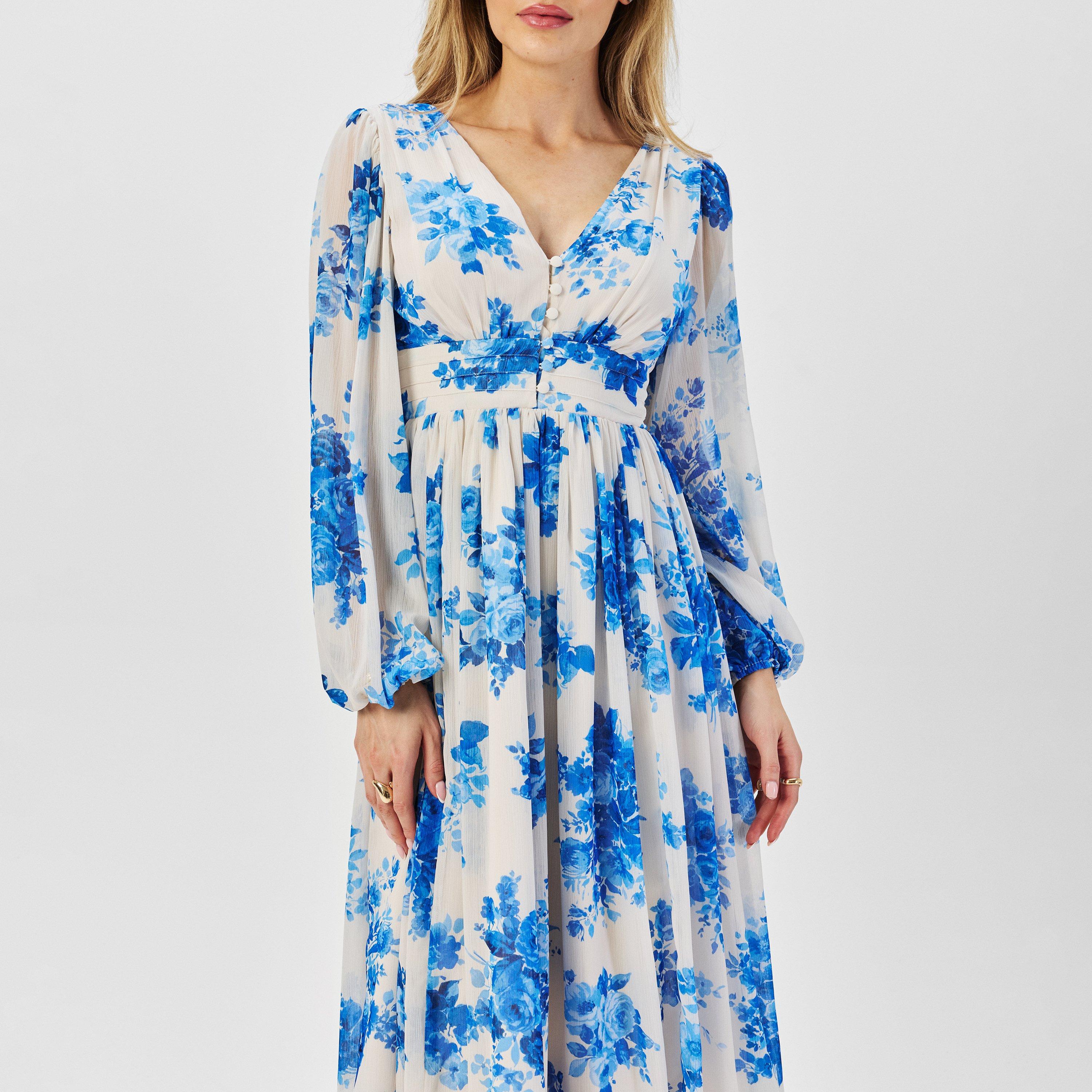 white christmas dresses Beige Floral Midi Dress - All Dresses