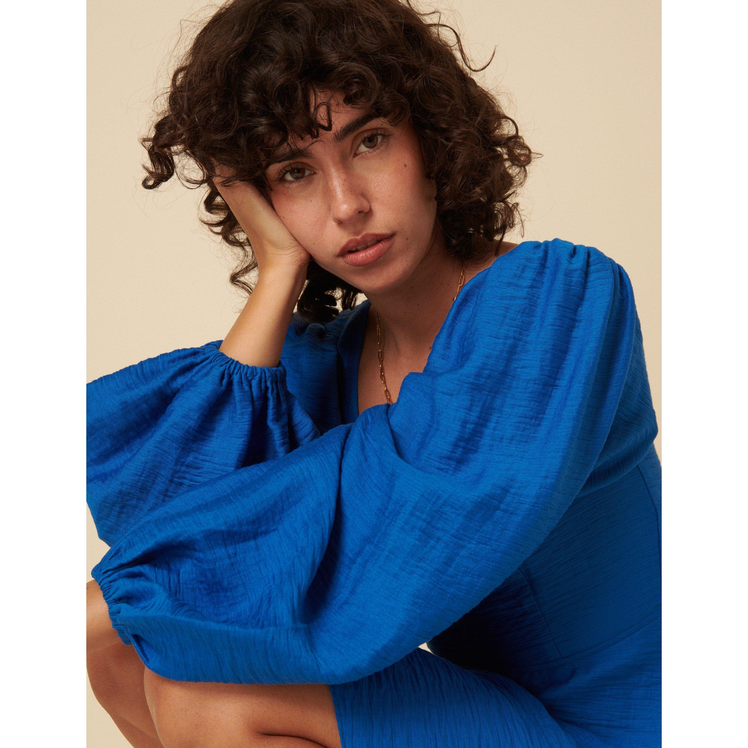 Blue - Nobodys Child - Loredana Balloon Sleeve Mini Dress - 3