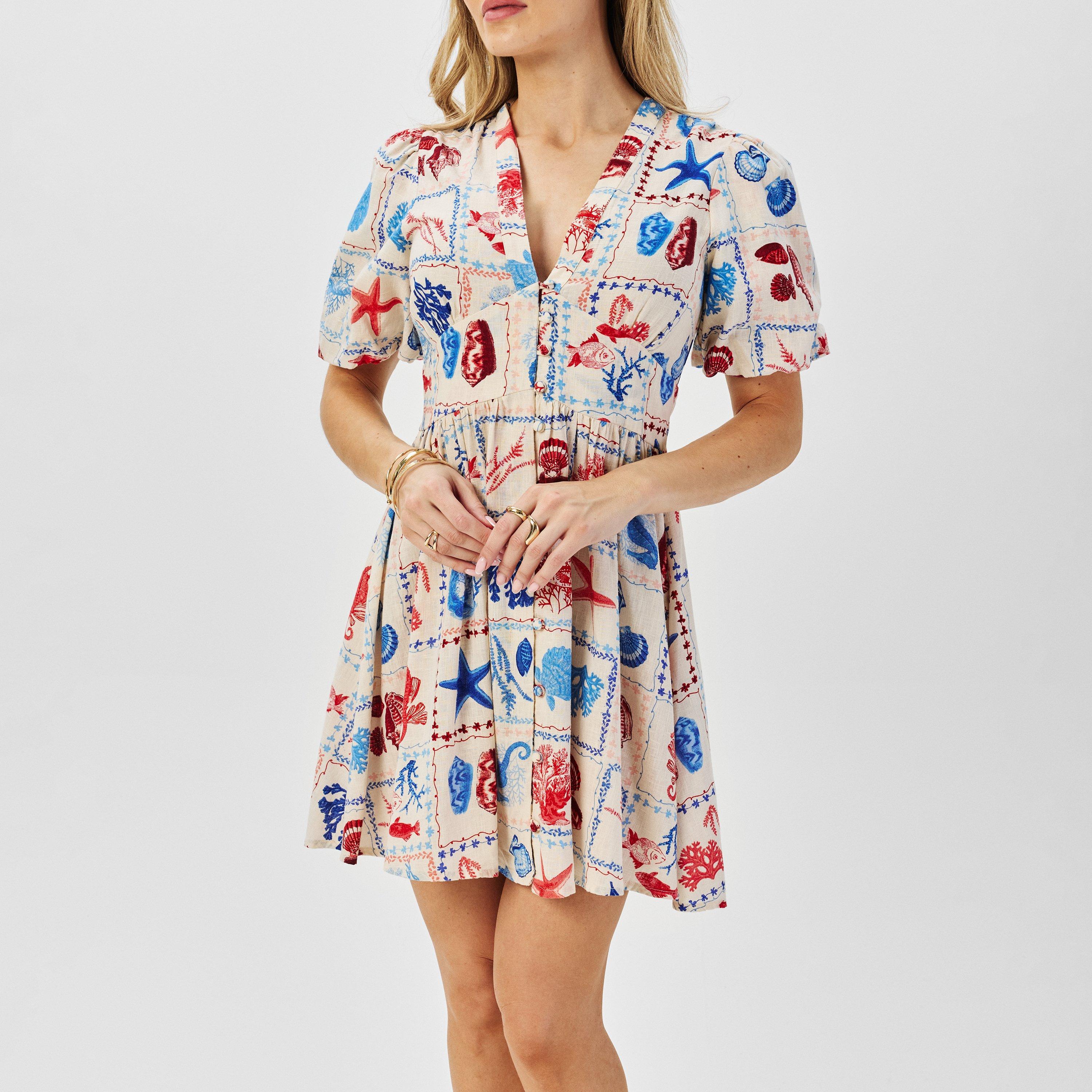 Ariel - Nobodys Child - Cream Shell Print Starlight Mini Dress - 3