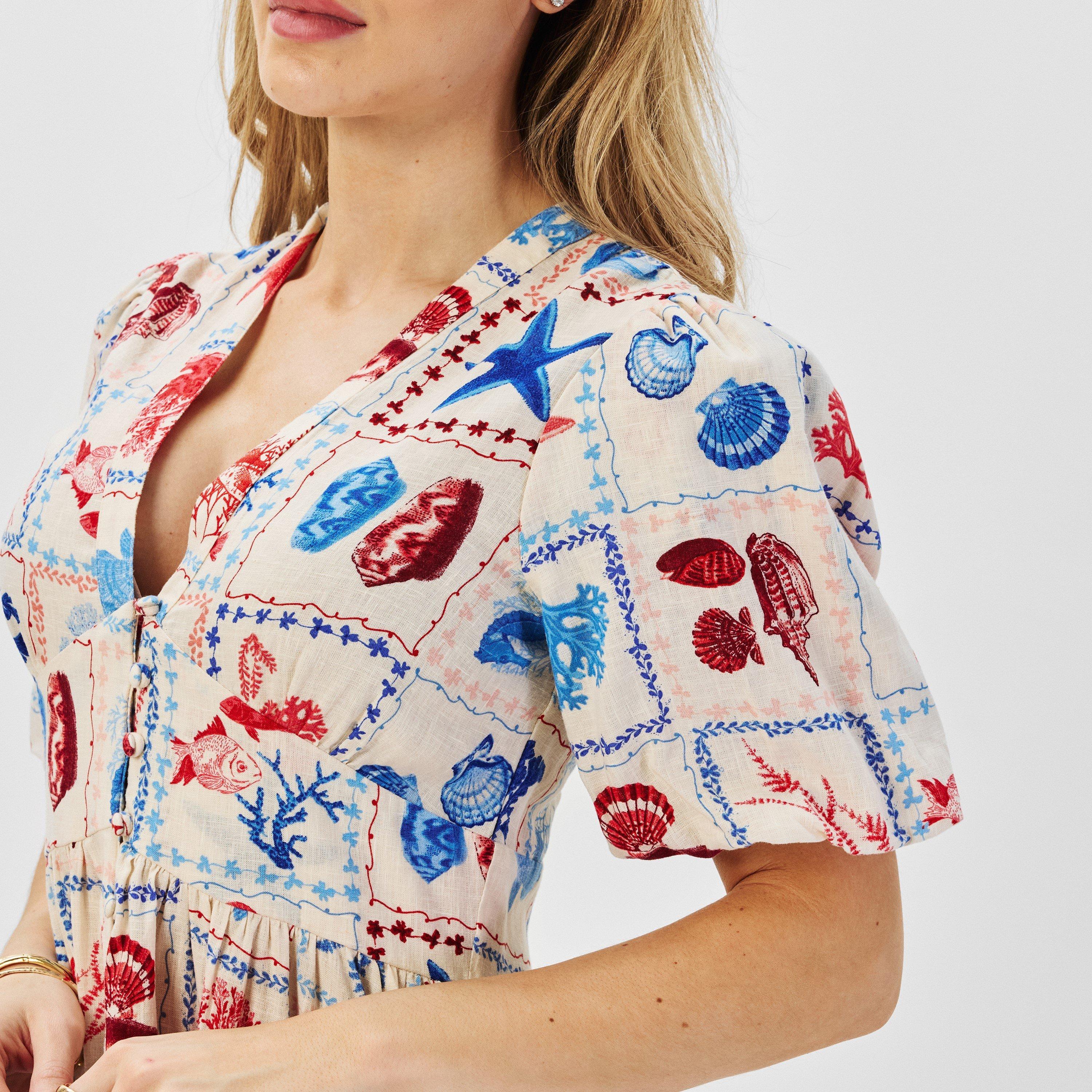 Ariel - Nobodys Child - Cream Shell Print Starlight Mini Dress - 5