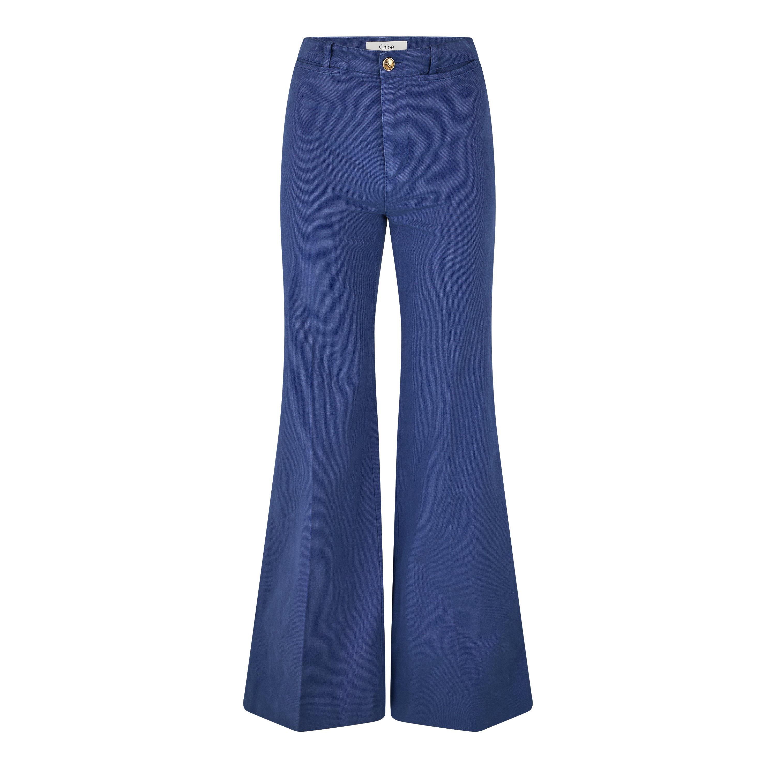 Deep Blue - Chloe - Women's Bell Cotton High-Rise Wide Leg Jeans - 1