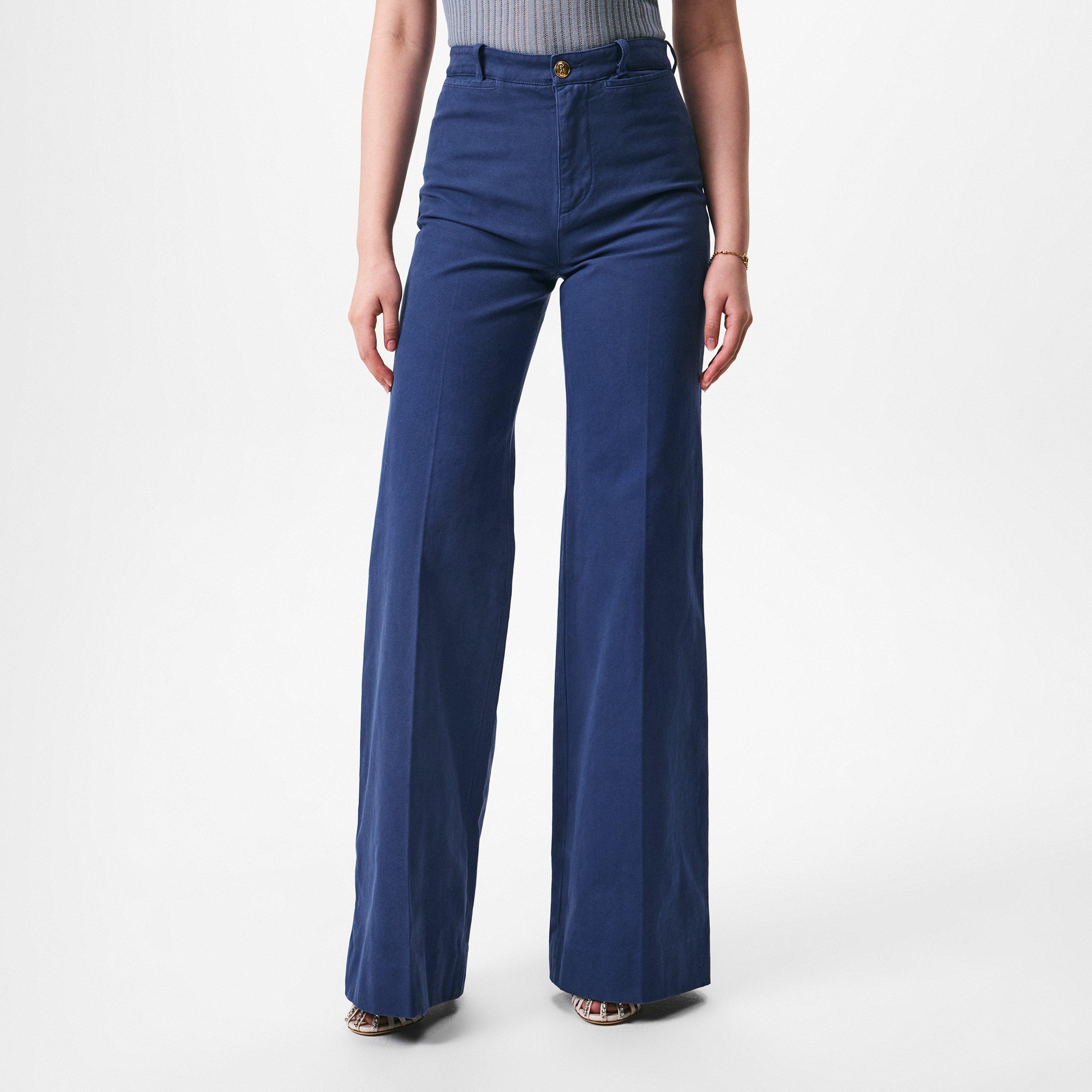 Deep Blue - Chloe - Women's Bell Cotton Wide Leg Jeans - 2