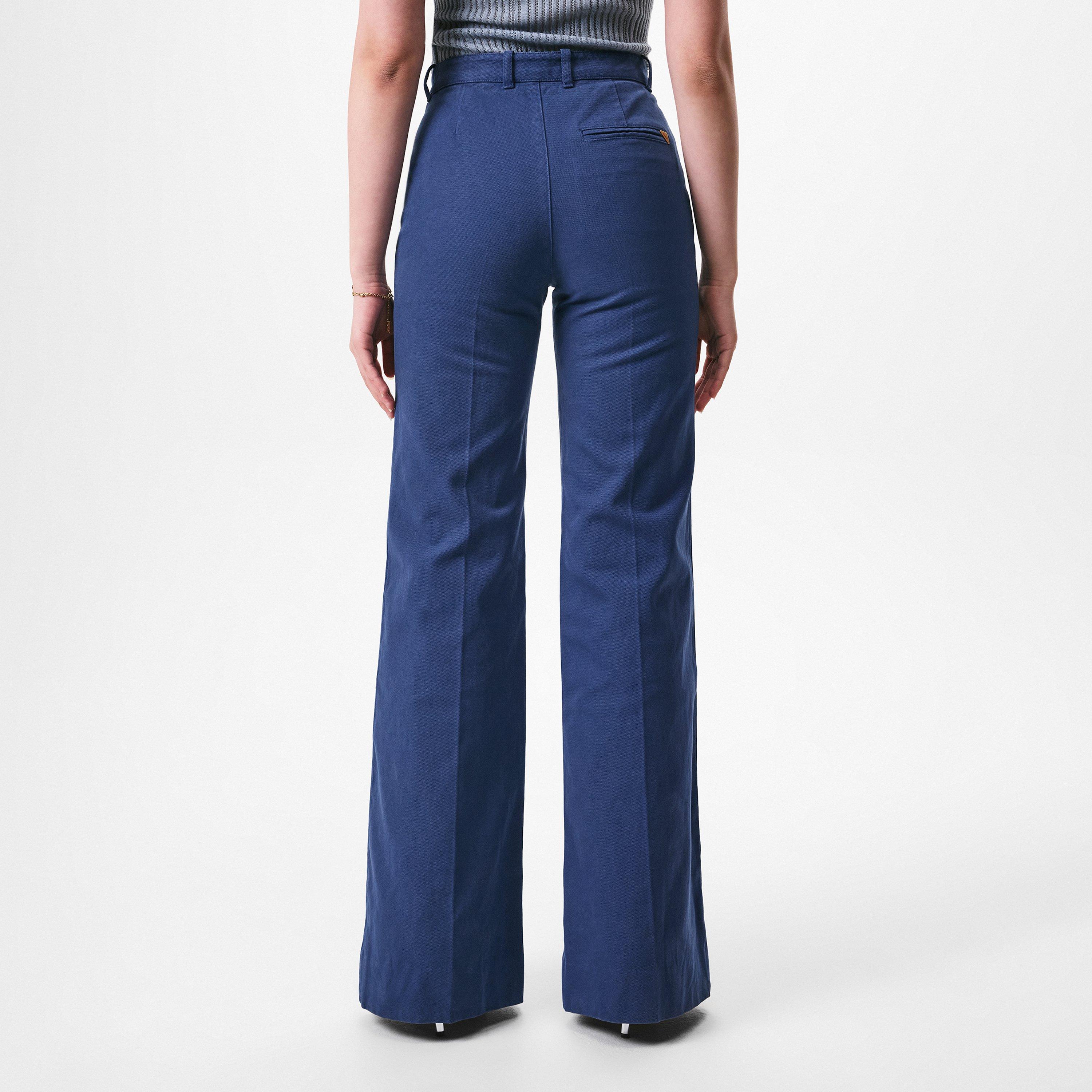 Deep Blue - Chloe - Women's Bell Cotton Wide Leg Jeans - 3